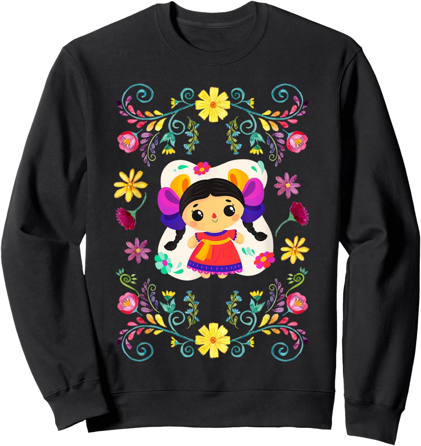 Traditional Mexican Doll - Muñeca Lele Sweatshirt - Sweatshirt | Black