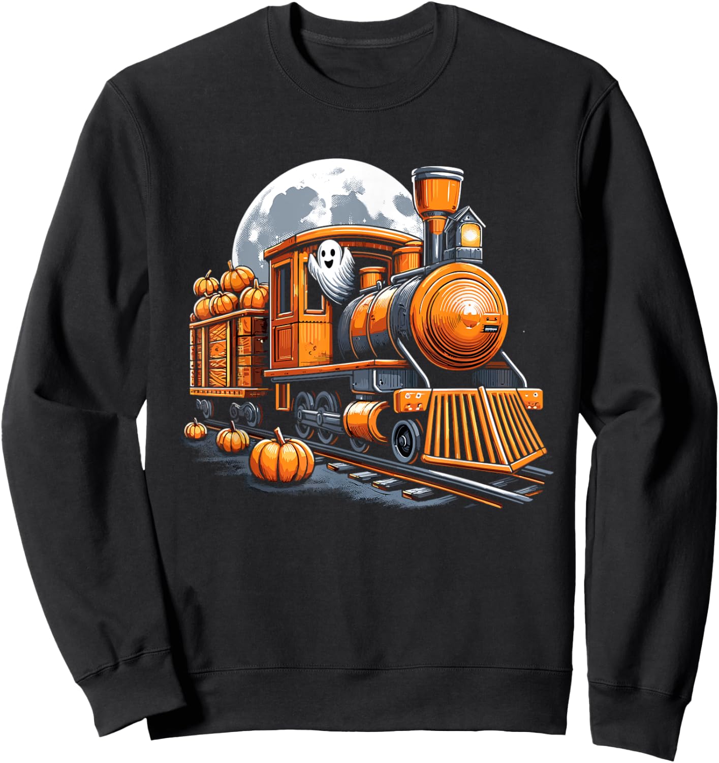 Halloween Train Funny Ghost Pumpkin For Kids Sweatshirt - Sweatshirt | Black