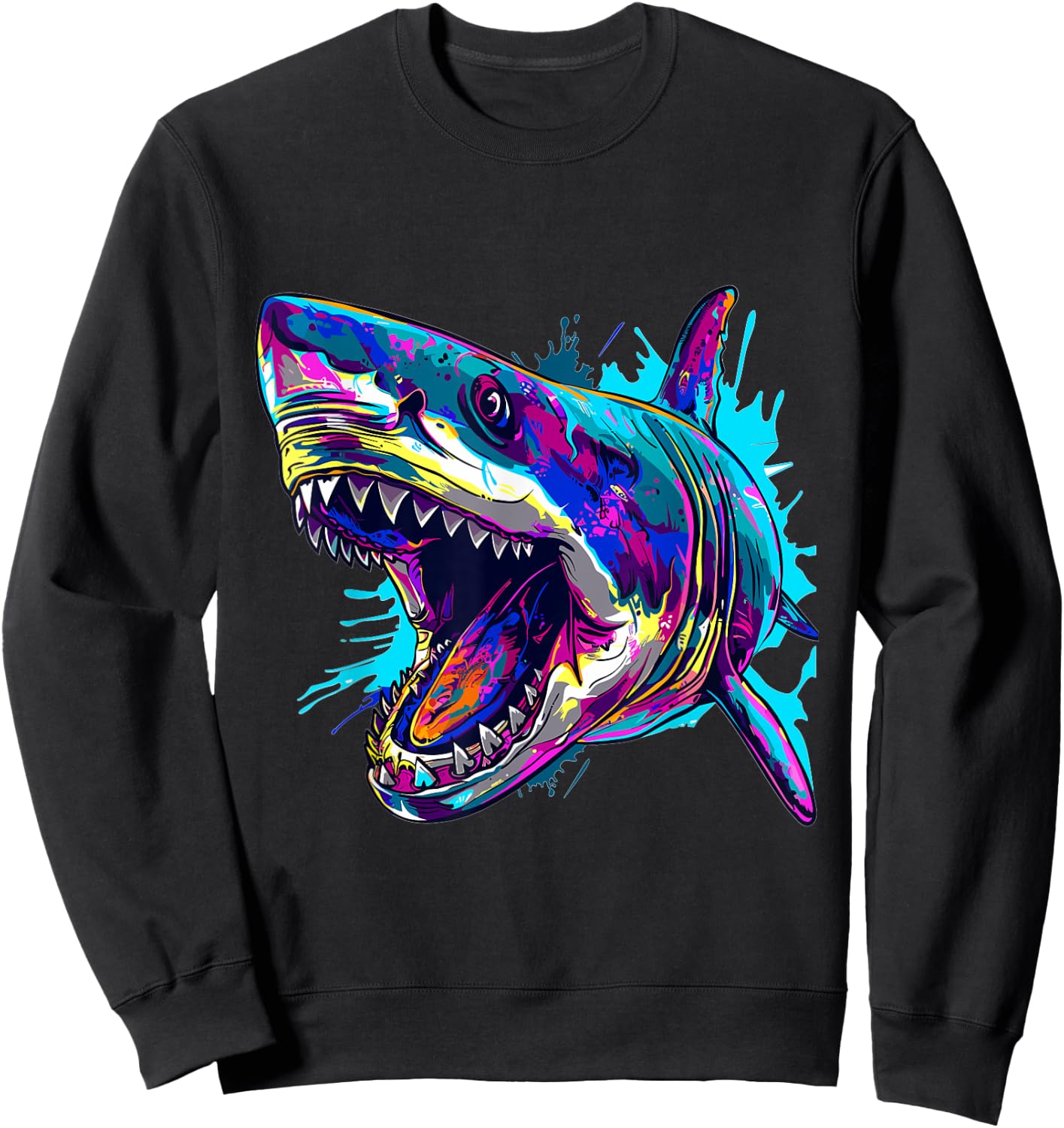 Megalodon Shark Lover Graphic Sweatshirt - Sweatshirt | Black