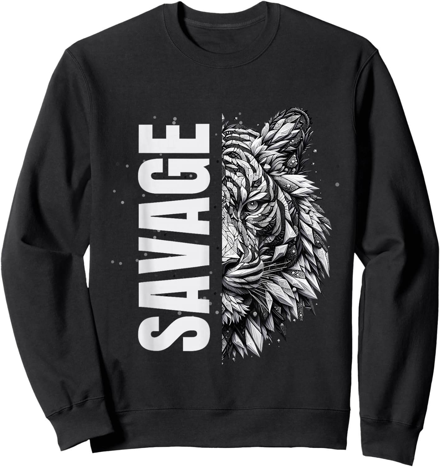 Savage Tiger | Wild Animal Playful Graphic Print Sweatshirt - Sweatshirt | Black