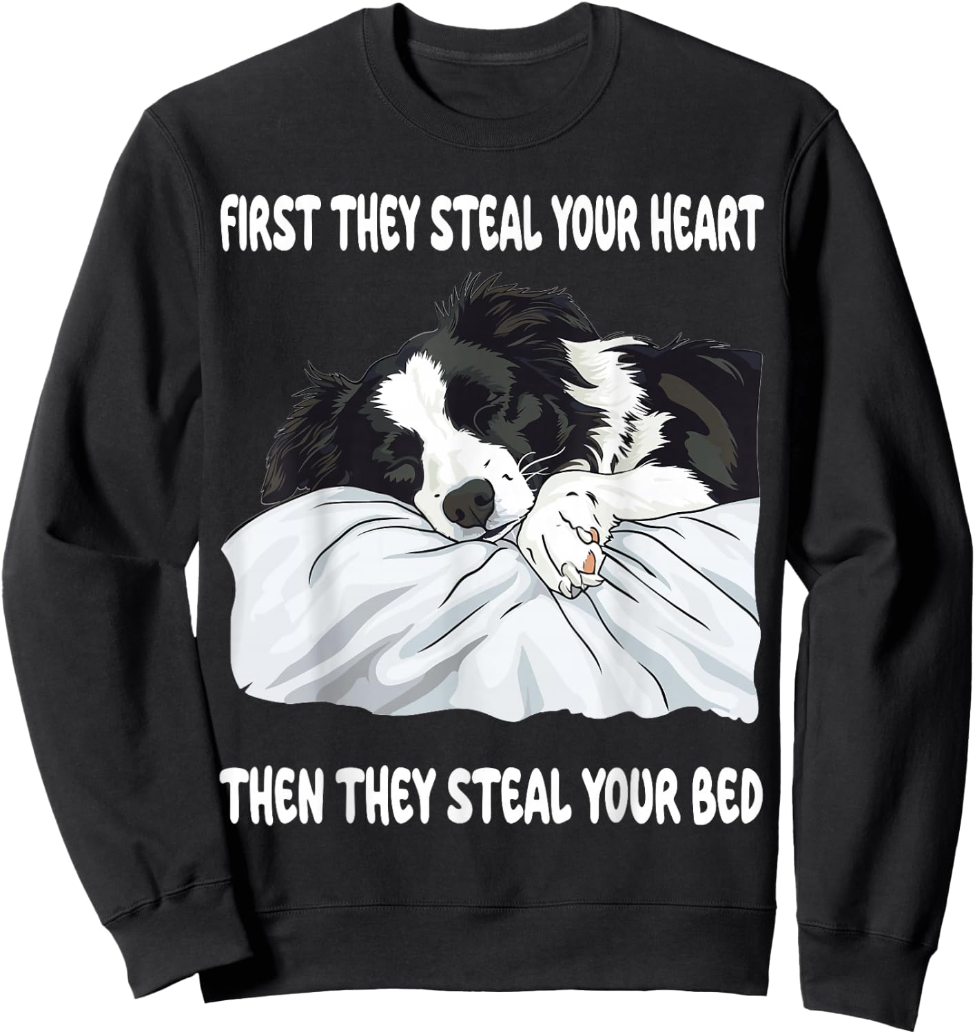 Border Collie Sleeping Pajamas Nightgown Sweatshirt - Sweatshirt | Black