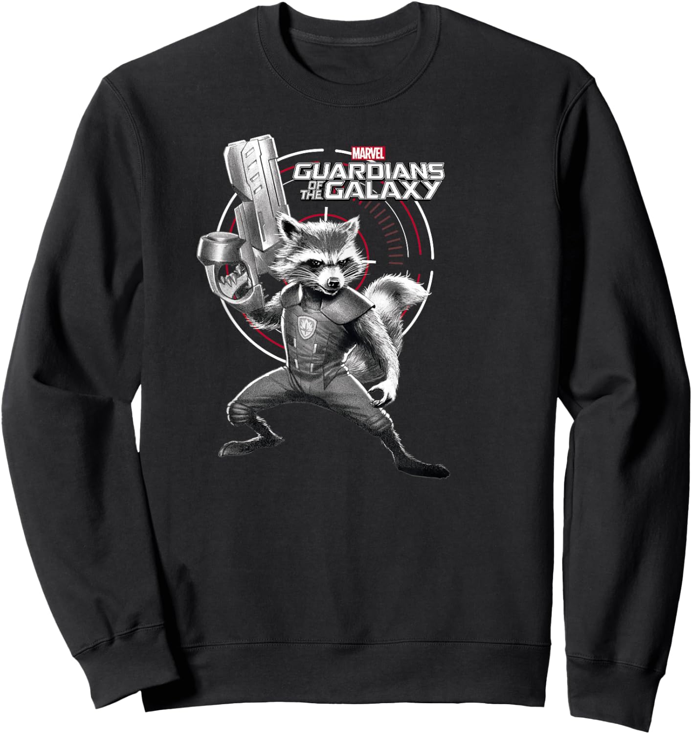 Marvel Guardians of The Galaxy Rocket Raccoon Weapons Poster Small Sweatshirt - Sweatshirt | Black