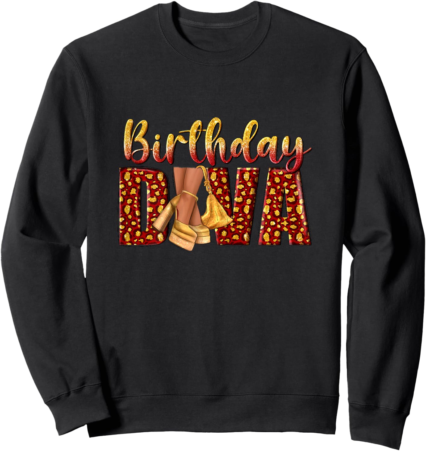 Birthday Diva Golden Melanin Queen Sweatshirt - Sweatshirt | Black