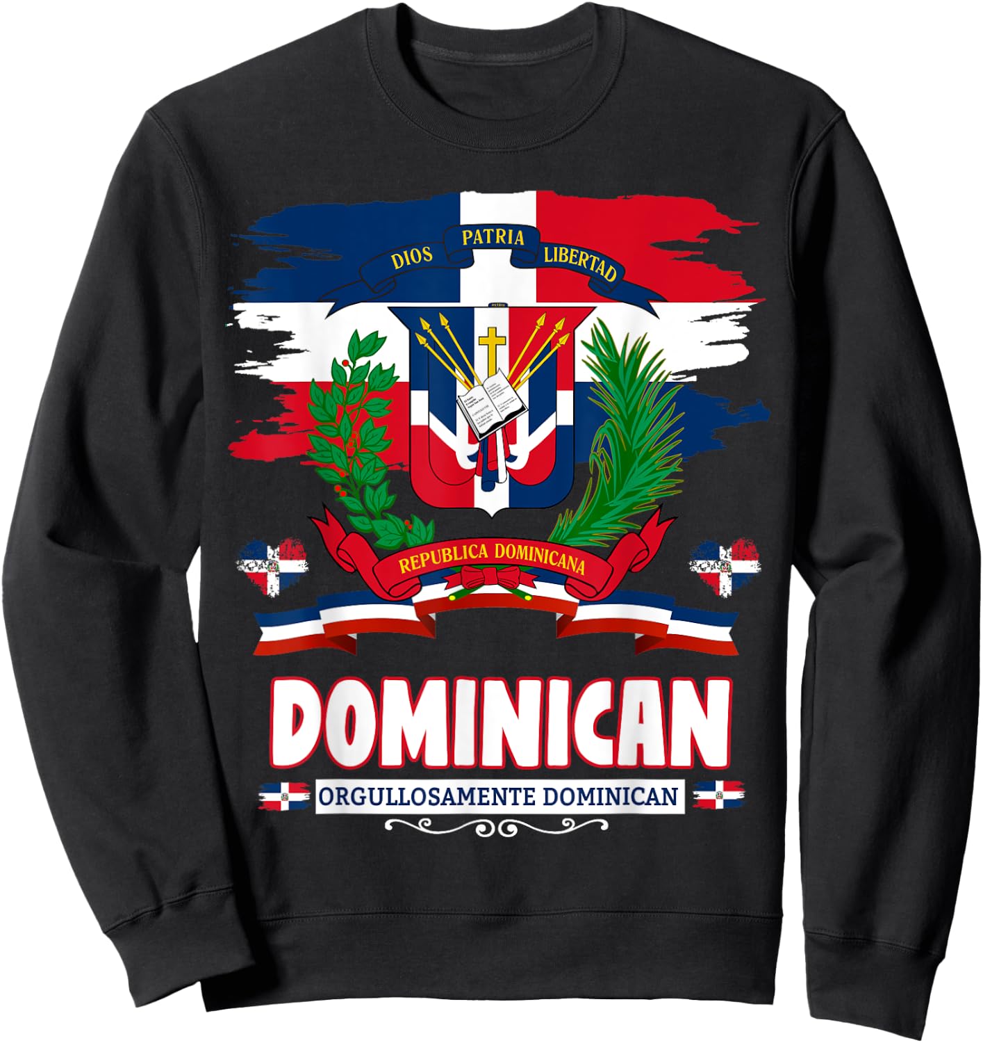 Coat of Arms Republica Dominicana & Dominican Flag Sweatshirt - Sweatshirt | Black