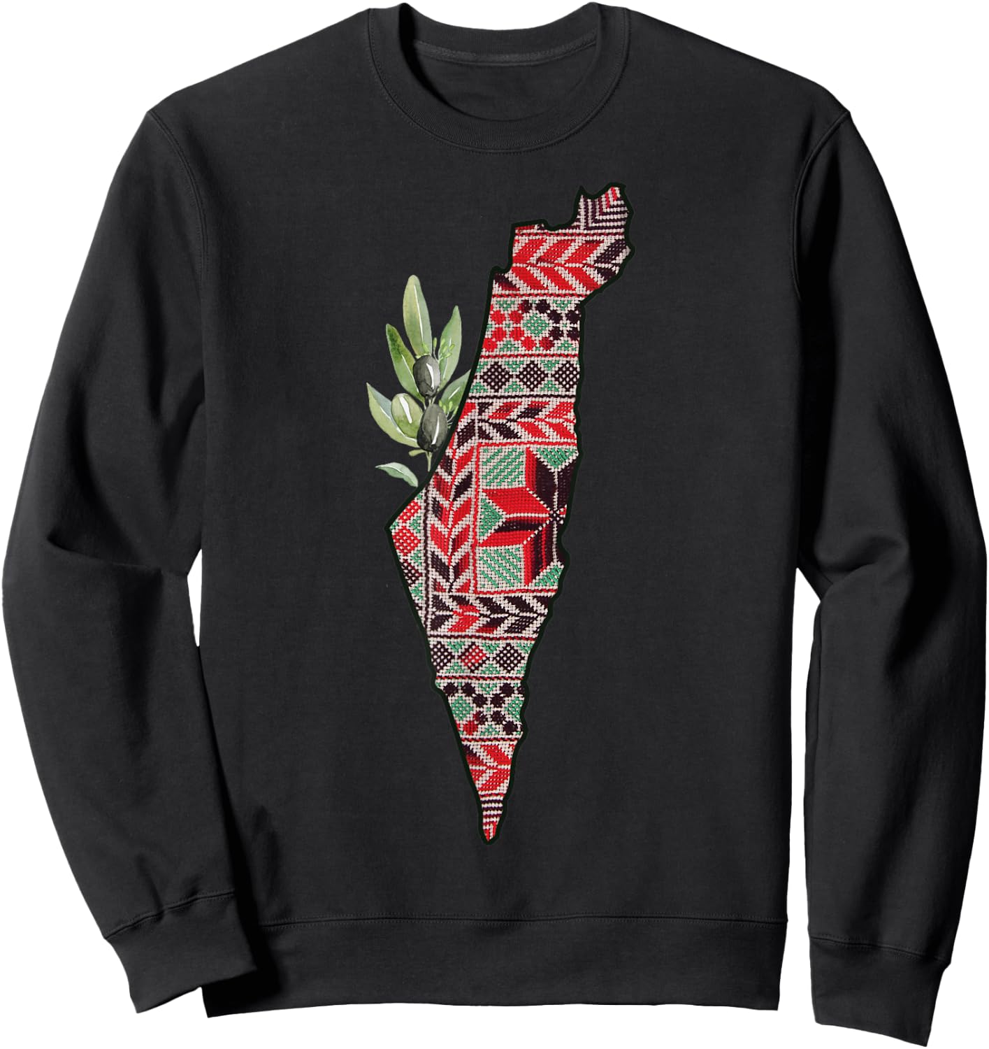 Free Palestine Free Gaza Olives Map Palestinian Pride Sweatshirt - Sweatshirt | Black