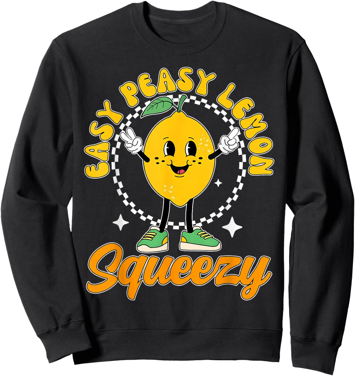 Retro Groovy Easy Peasy Lemon Squeezy Hello Summer Vacation Sweatshirt - Sweatshirt | Black