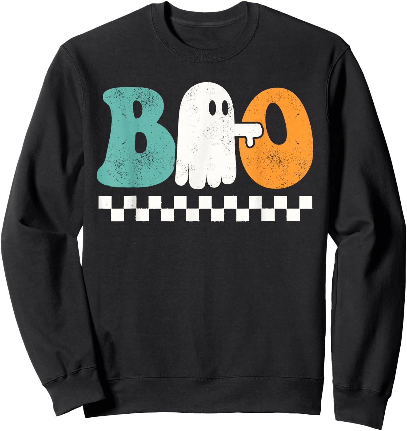 Funny Thumbs Down Boo Ghost Halloween Groovy Women Sweatshirt - Sweatshirt | Black