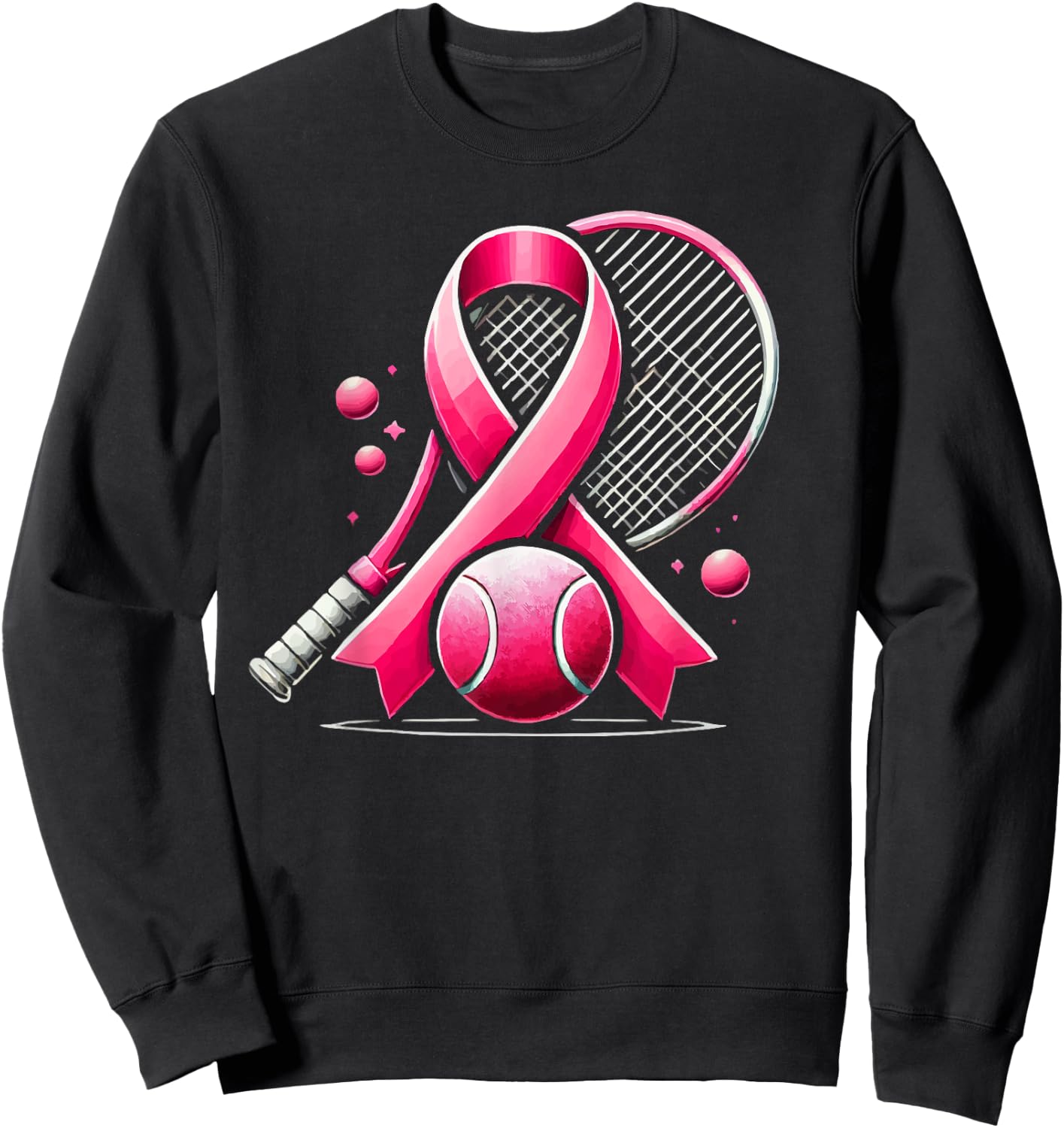 Tennis Breast Cancer Awareness Month Pink Ribbon Sweatshirt - Sweatshirt | Black