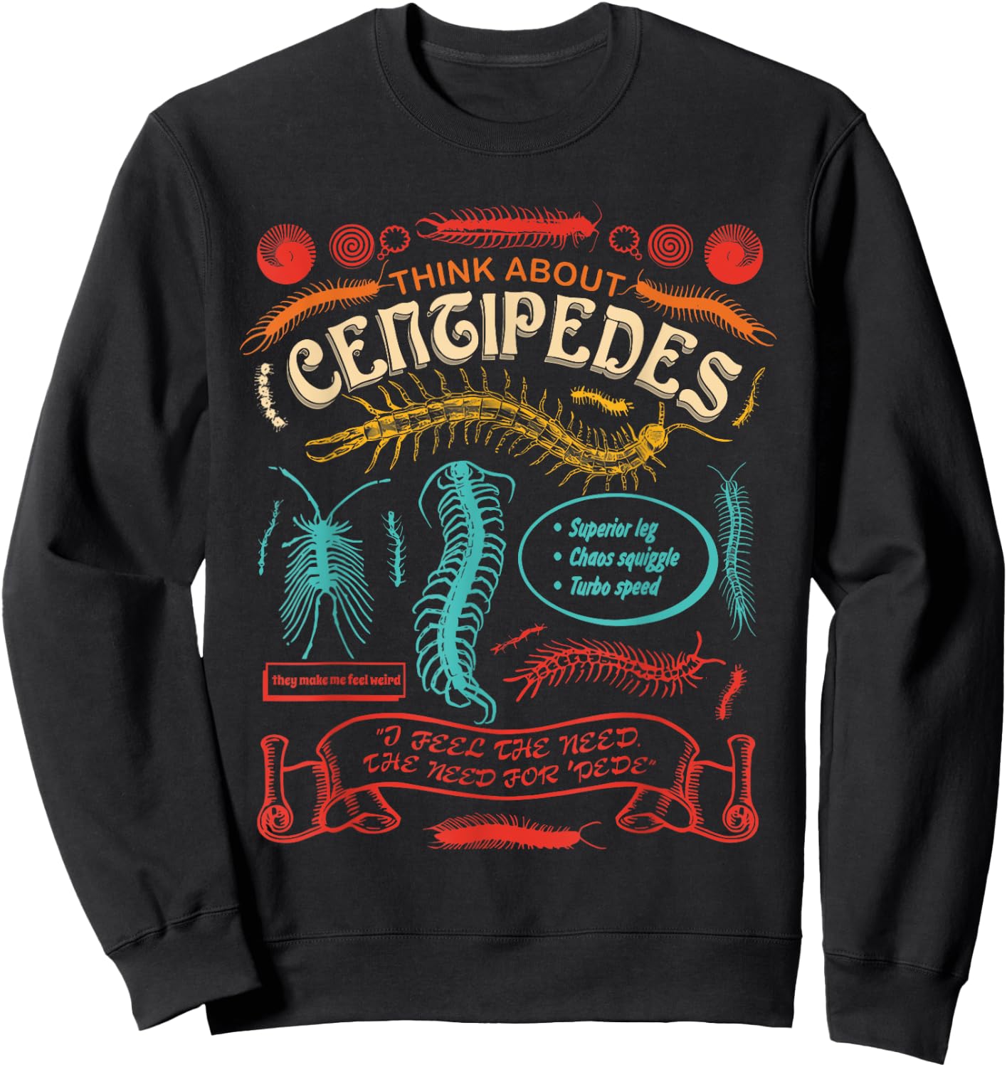 THINK ABOUT CENTIPEDES Superior leg Chaos squiggle Turbo Sweatshirt - Sweatshirt | Black