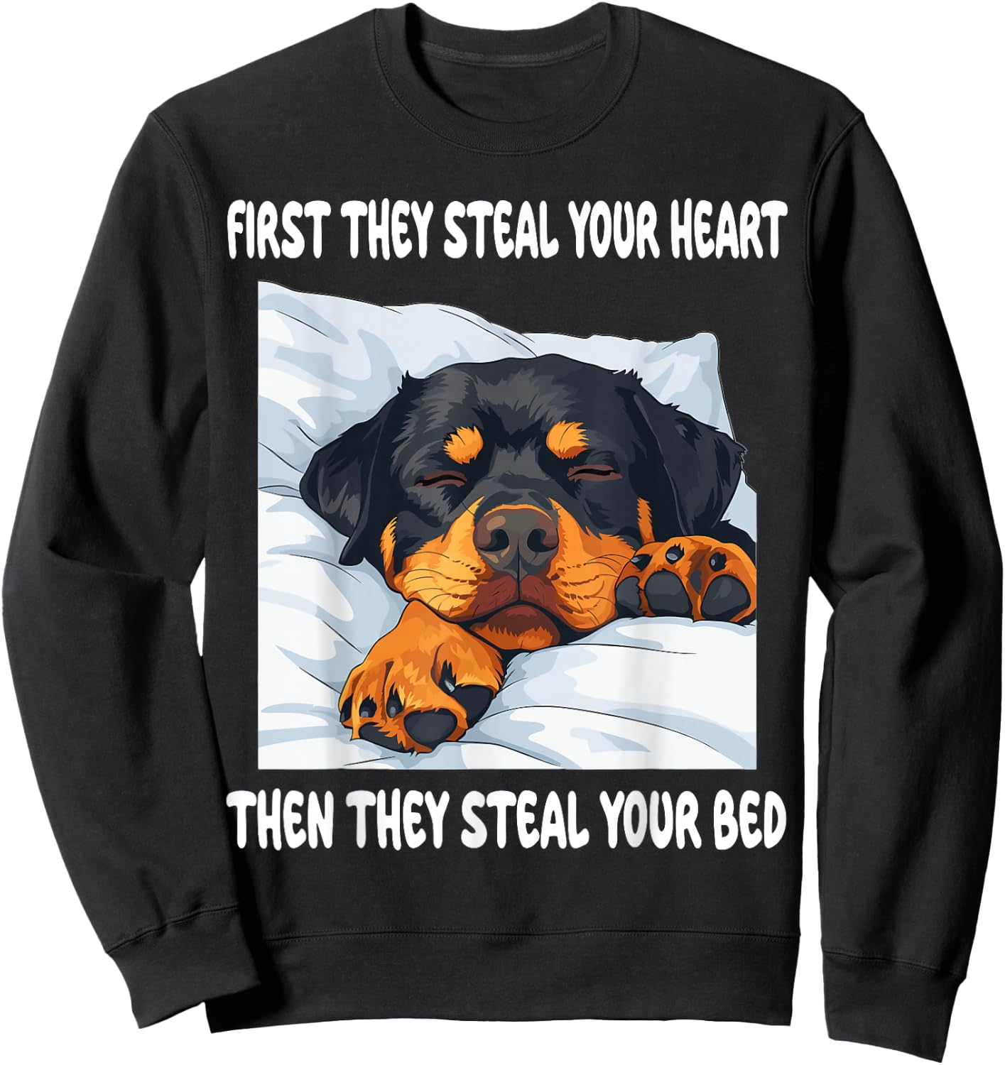 Rottweiler Sleeping Pajamas Nightgown Sweatshirt - Sweatshirt | Black