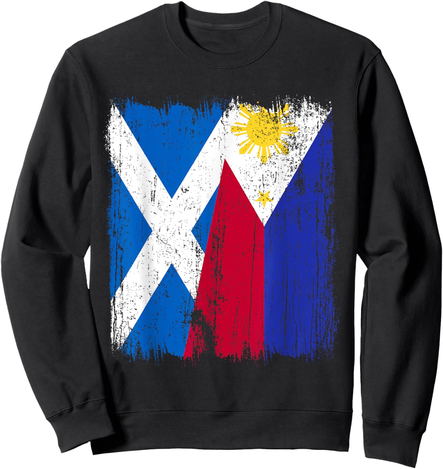 Scotland Philippines Half Flag Scottish Filipino Jersey Sweatshirt - Sweatshirt | Black
