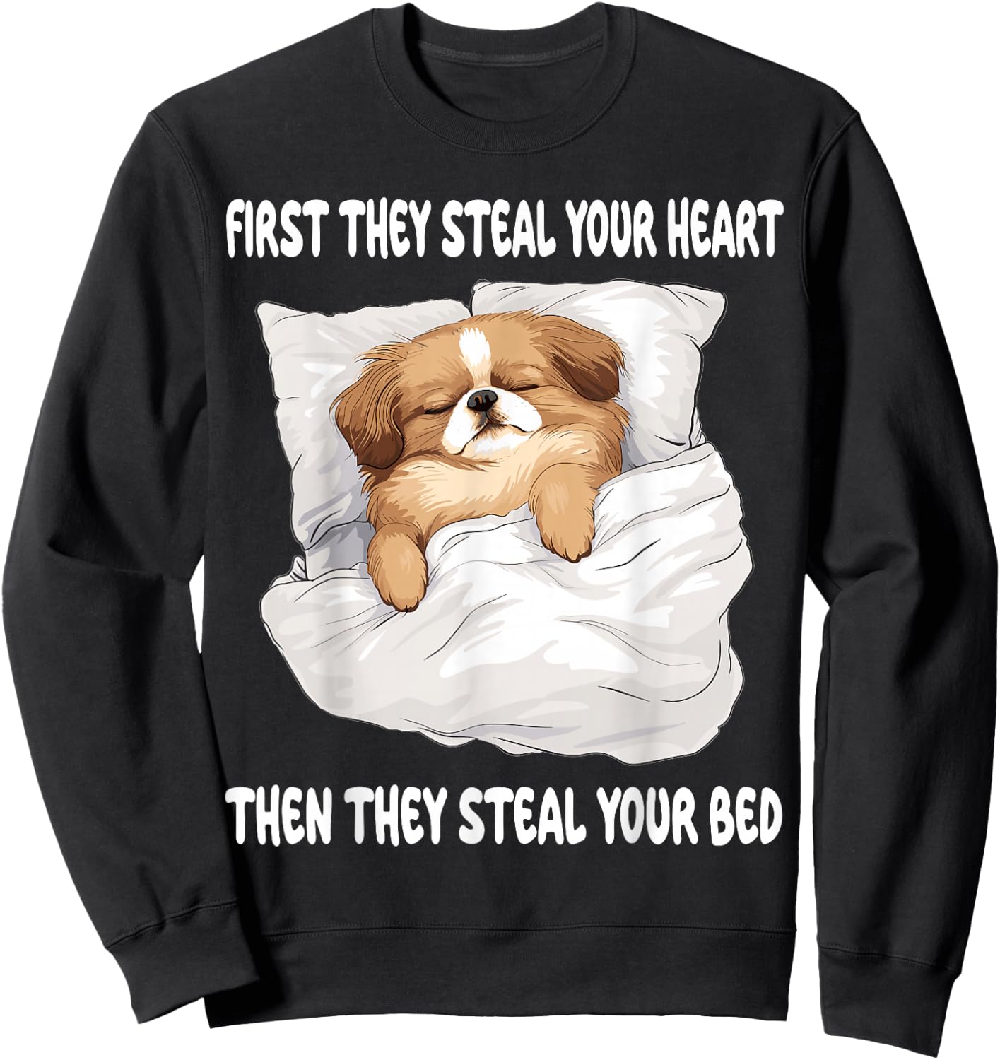 Pekingese Sleeping Pajamas Nightgown Sweatshirt - Sweatshirt | Black