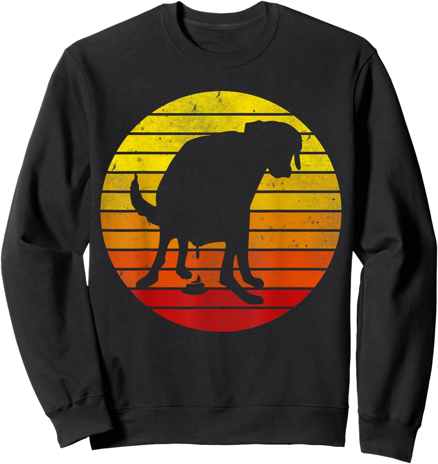 Vintage Retro Labrador Sunset Dog Pooping Funny Pet Lover Men Women Girls Kids Sweatshirt - Sweatshirt | Black