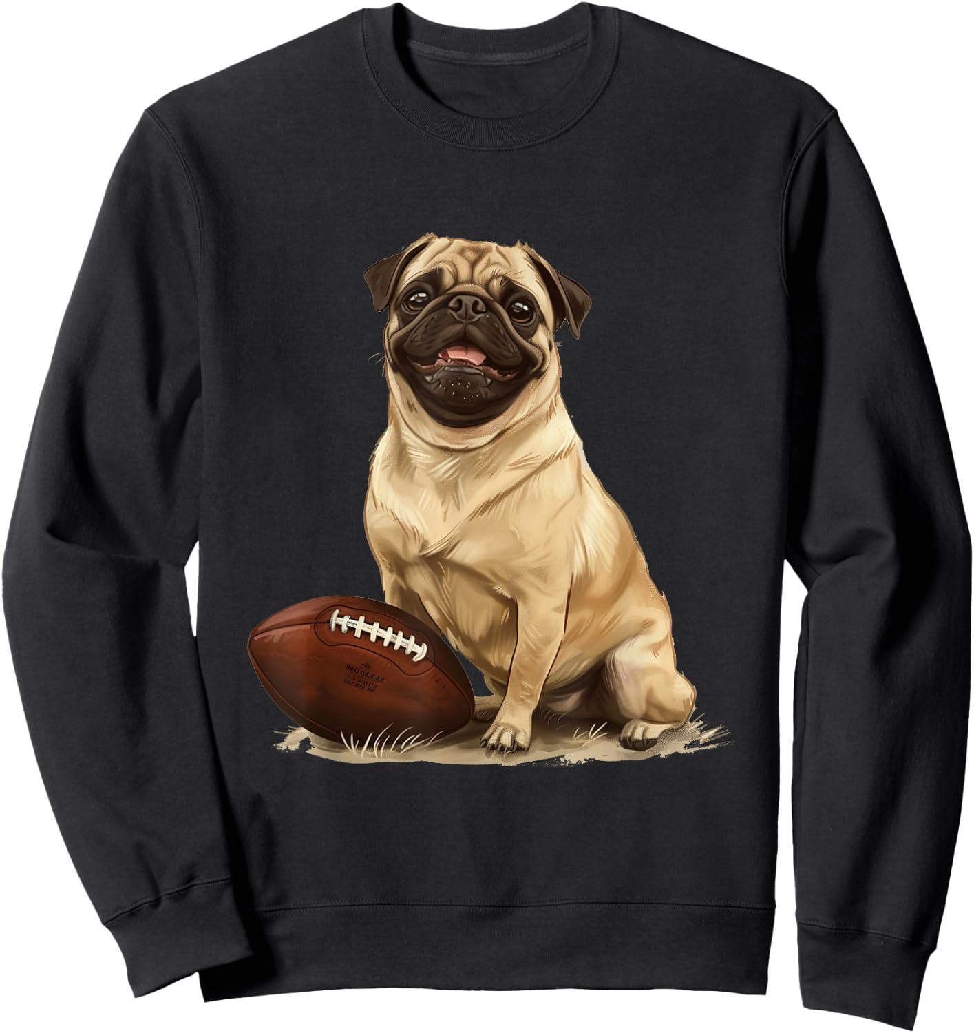 Pug Puppy Dog Football Sports Team Animal Sweatshirt - Sweatshirt | Black