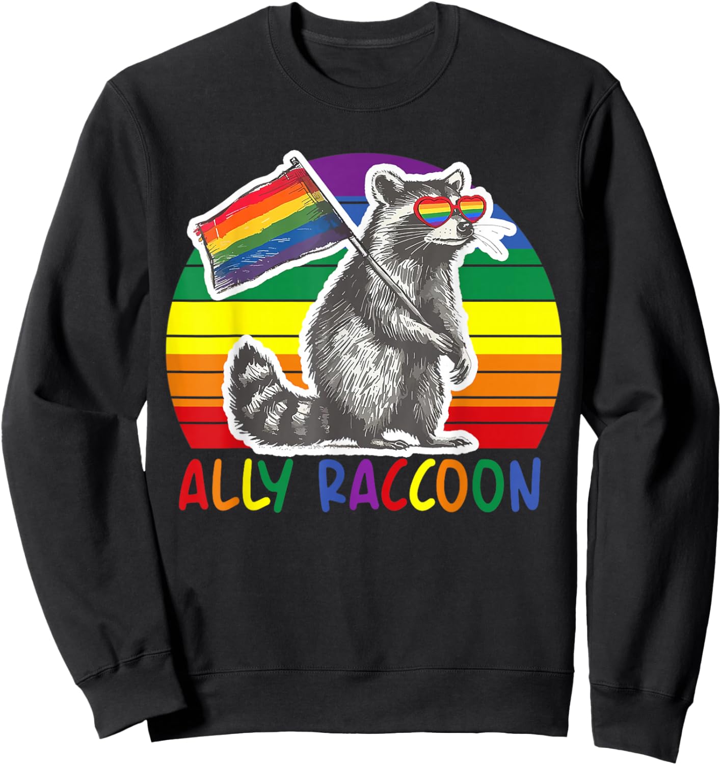 Funny Pride Rainbow Funny Raccoon Pride Month LGBTQ Sweatshirt - Sweatshirt | Black