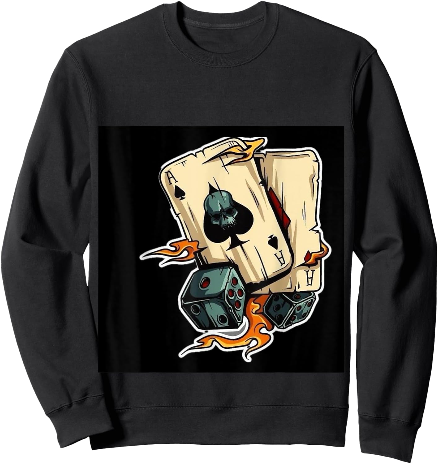 Funny and Bold Ace Playing Card Design Stylish Poker Night Sweatshirt - Sweatshirt | Black
