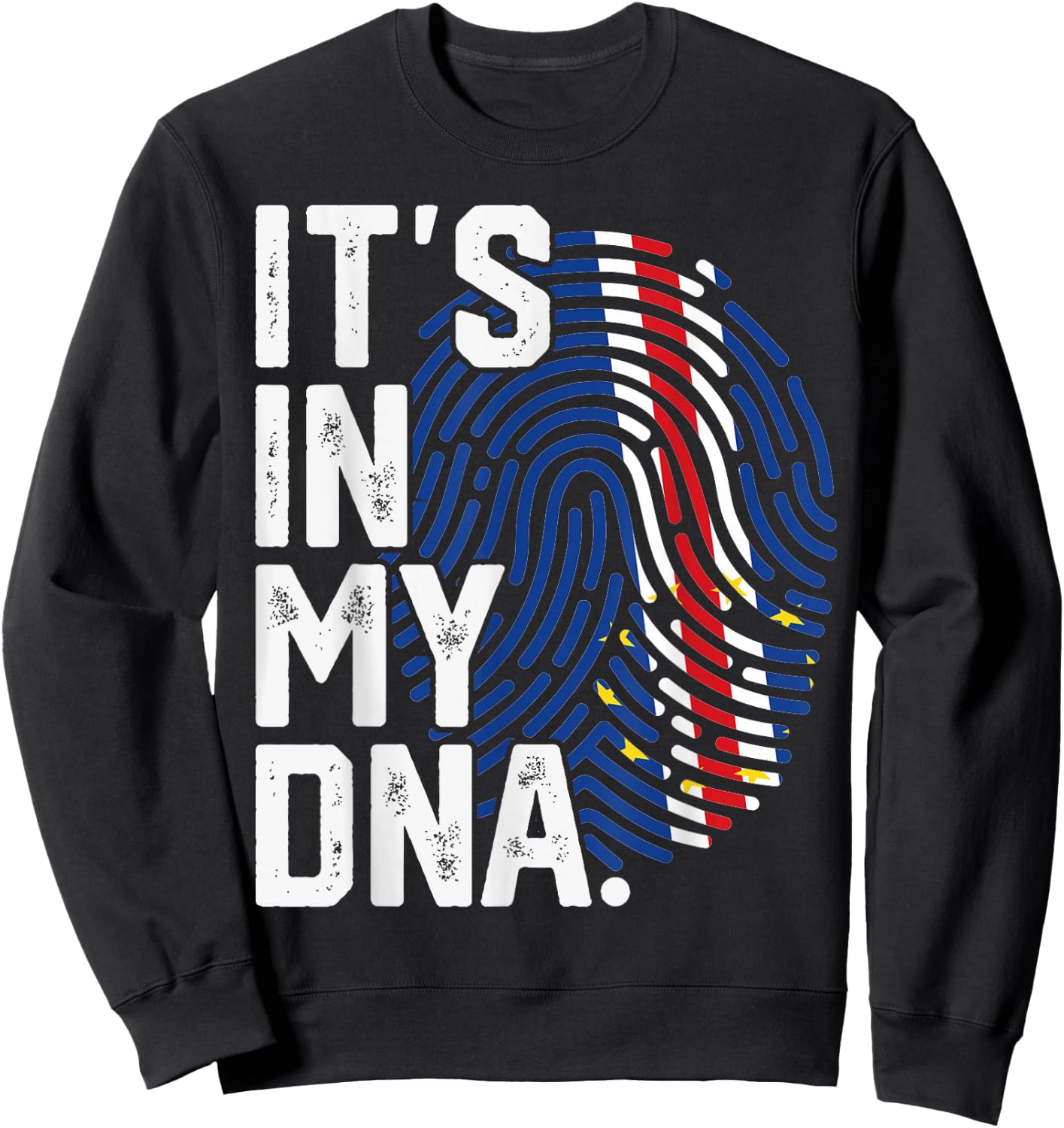 Cape Verde Roots Flag Fingerprint Graphic Patriotic Sweatshirt - Sweatshirt | Black