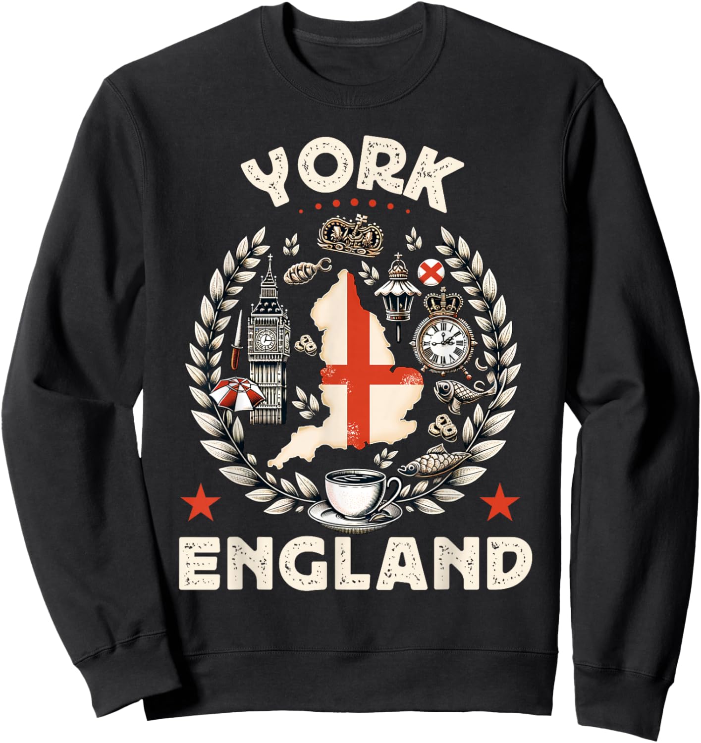 York Souvenir England United Kingdom Travel Sweatshirt - Sweatshirt | Black