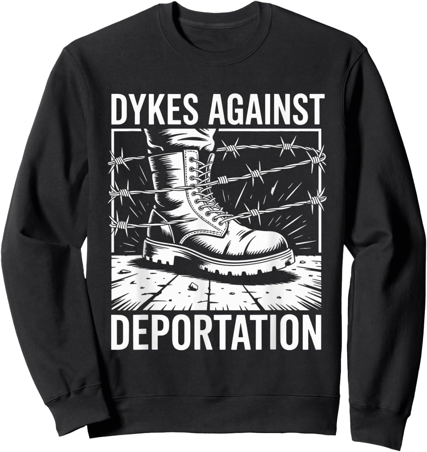Retro Dykes Against Deportation Funny Sweatshirt - Sweatshirt | Black
