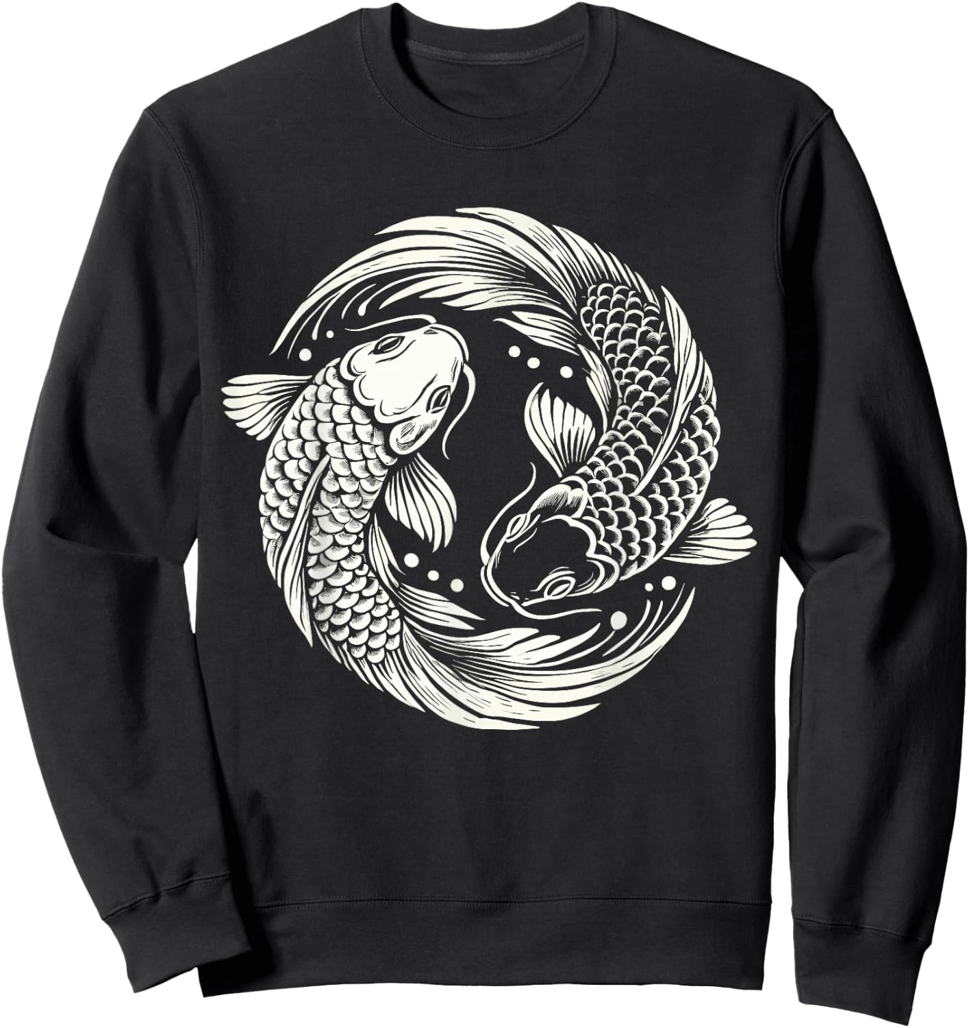 Retro Yin And Yang Japanese Koi Fish Sweatshirt - Sweatshirt | Black