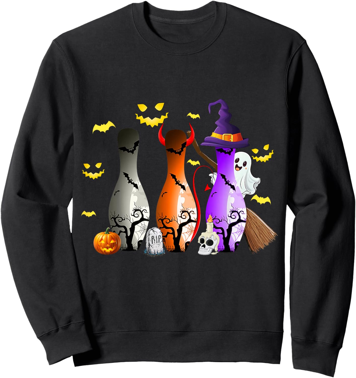 Cute Shirt Bowling Halloween Spooky Costume Sweatshirt - Sweatshirt | Black