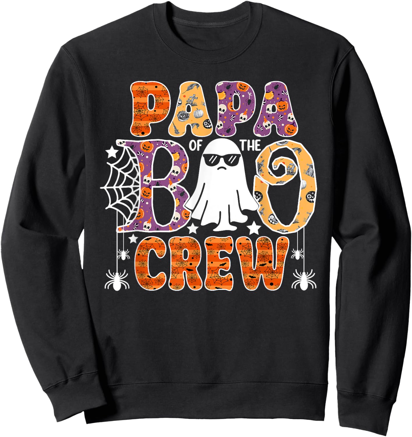 Papa Of The Boo Crew Funny Halloween Family Matching Sweatshirt - Sweatshirt | Black