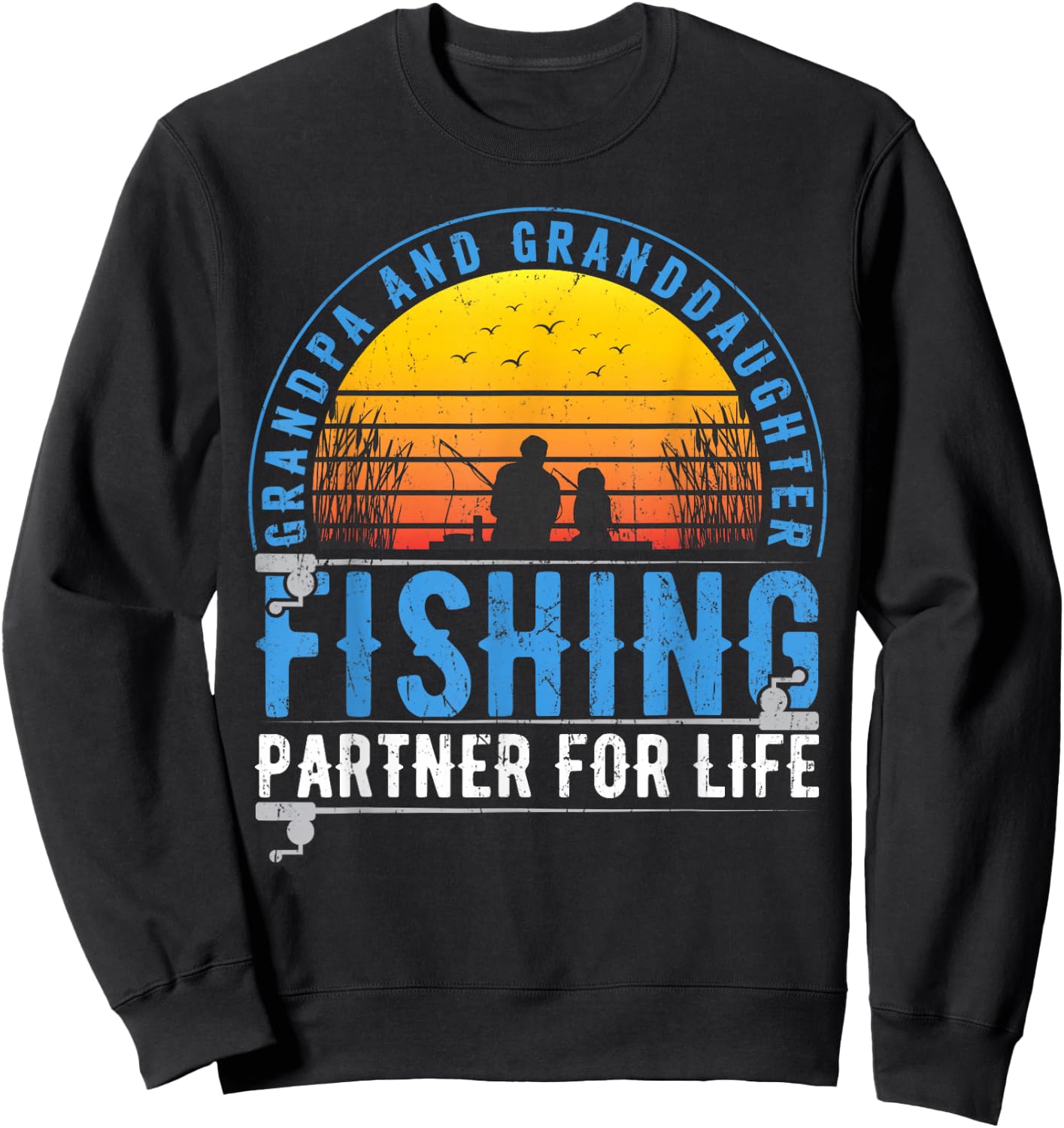 Grandpa And Granddaughter Fishing Buddies For Life Vintage Sweatshirt - Sweatshirt | Black