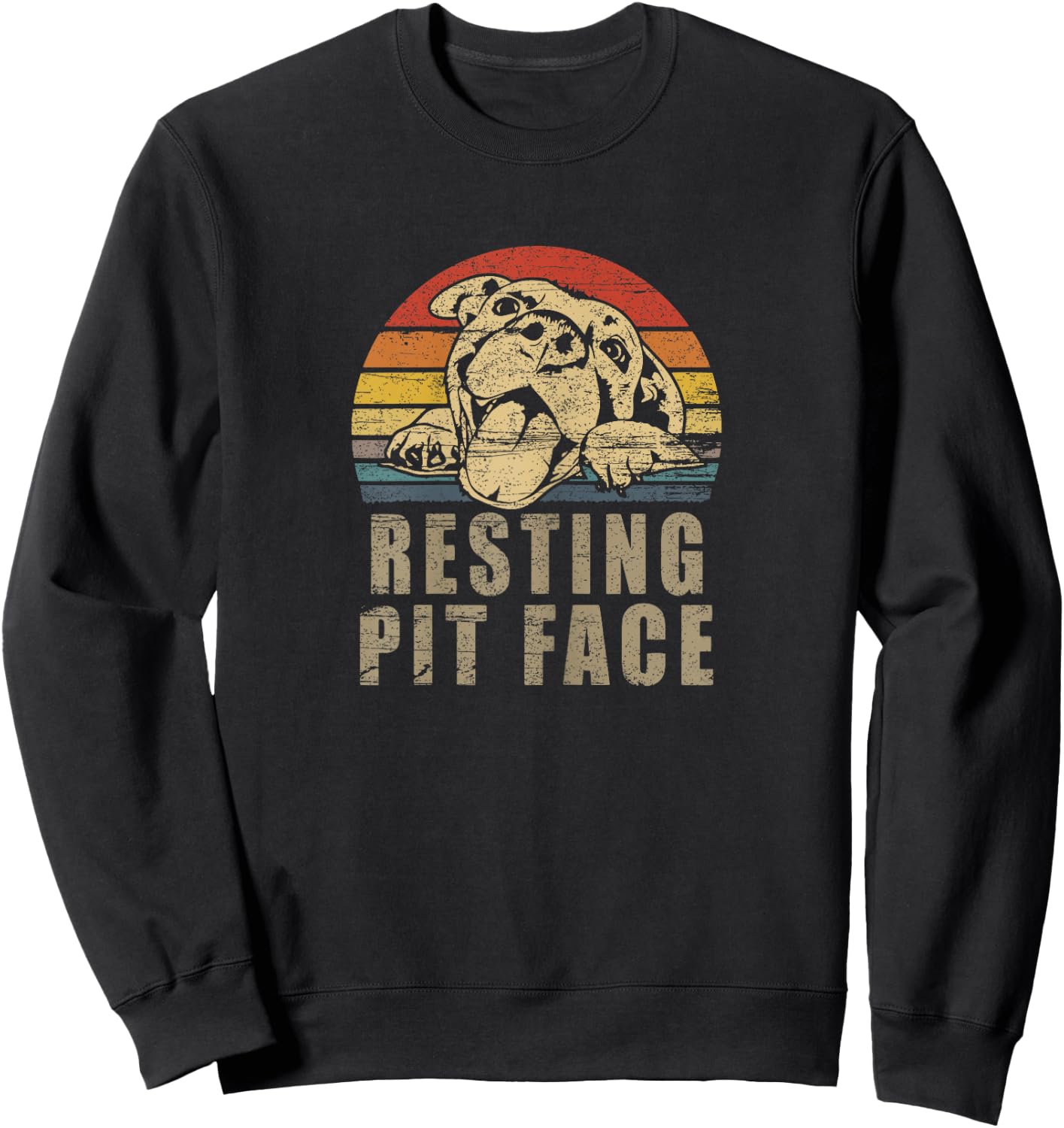 Pitbull Love - Retro Vintage Resting Pit Face Pitbull Mom Sweatshirt - Sweatshirt | Black