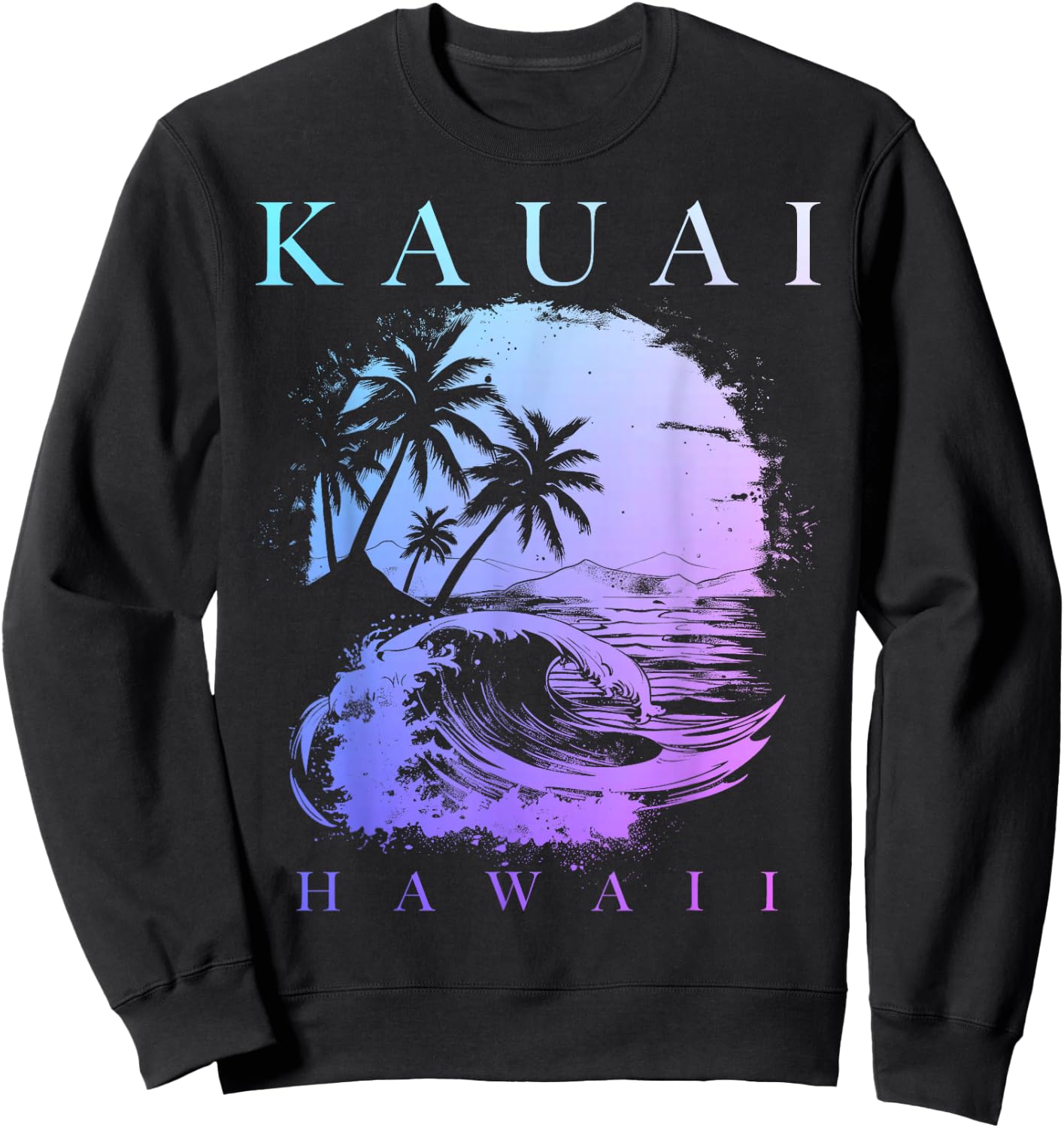 Kauai Hawaii Aloha Hawaiian Surf Surfer Vintage Sweatshirt - Sweatshirt | Black
