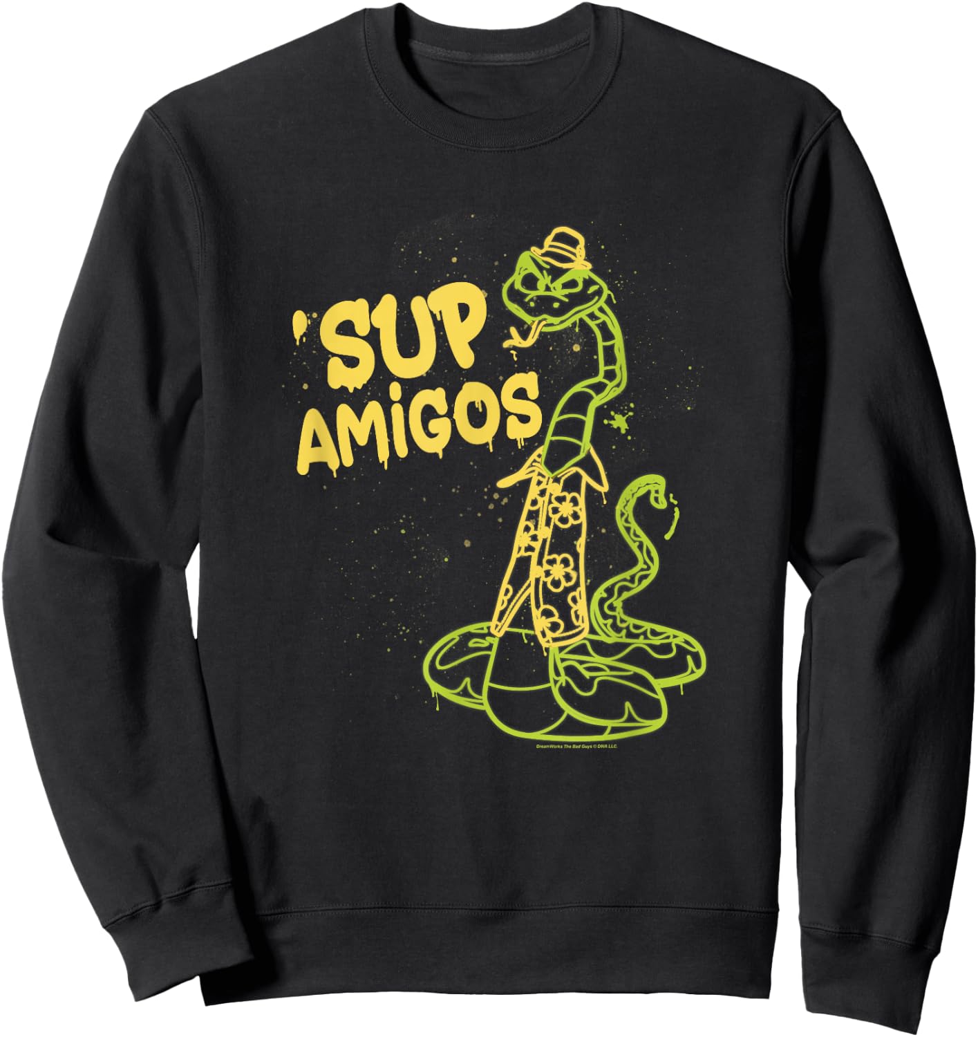 The Bad Guys Mr. Snake 'Sup Amigos Paint Drip Sweatshirt - Sweatshirt | Black