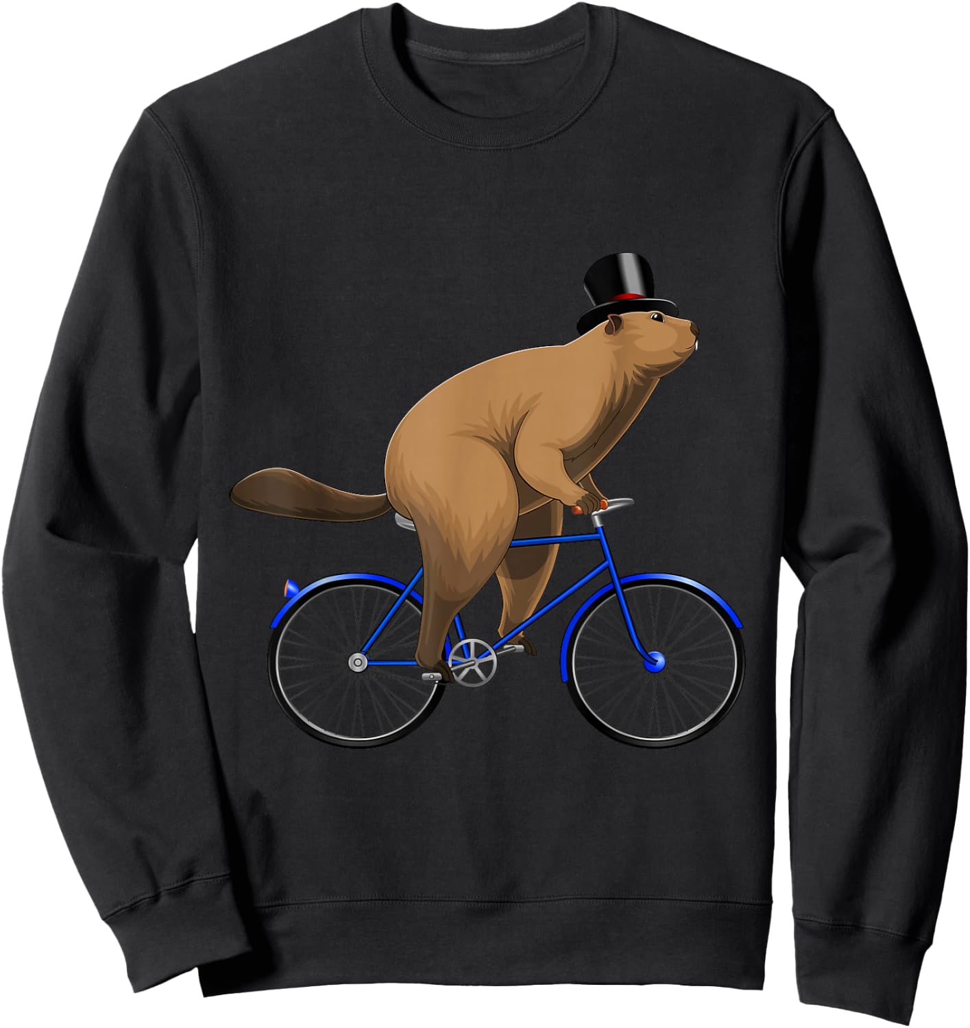 Happy Ground Hog Day Riding A Bike Bicycle Hat Sweatshirt - Sweatshirt | Black