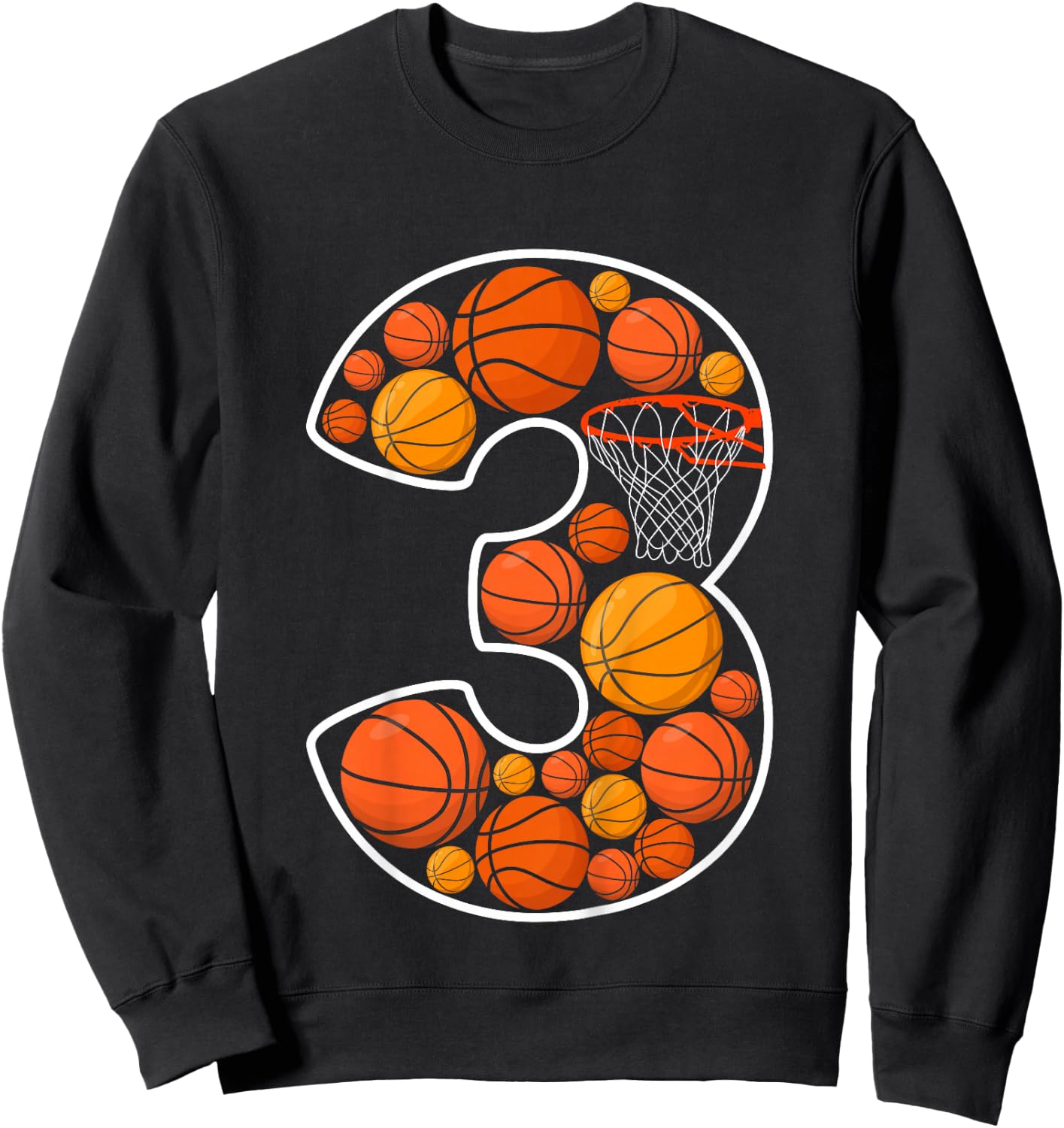 Kids 3rd Birthday Basketball Boy Third Birthday 3 Years Old Sweatshirt - Sweatshirt | Black