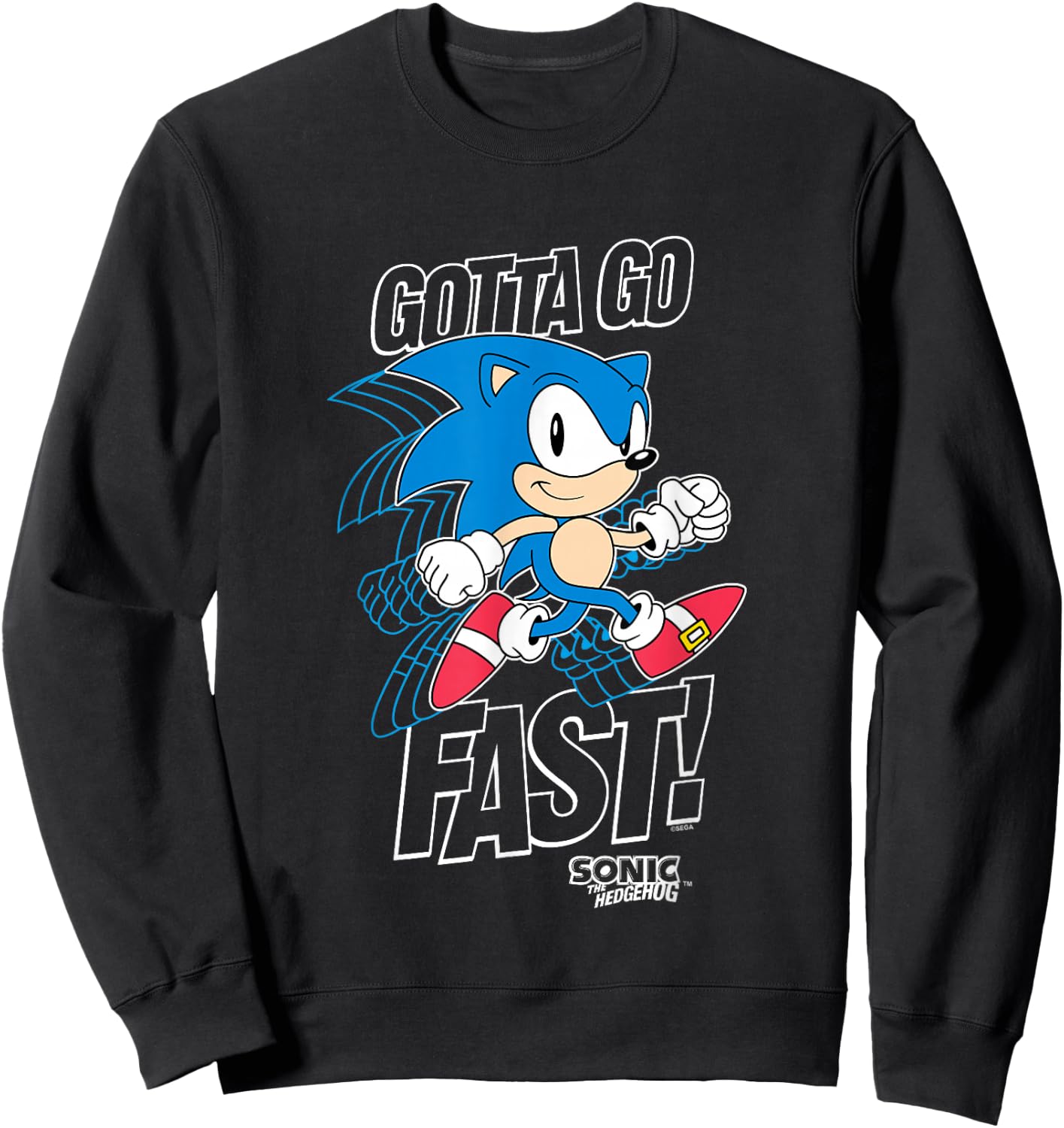 Sonic The Hedgehog Gotta Go Fast! Classic Sonic Retro Shot Sweatshirt - Sweatshirt | Black