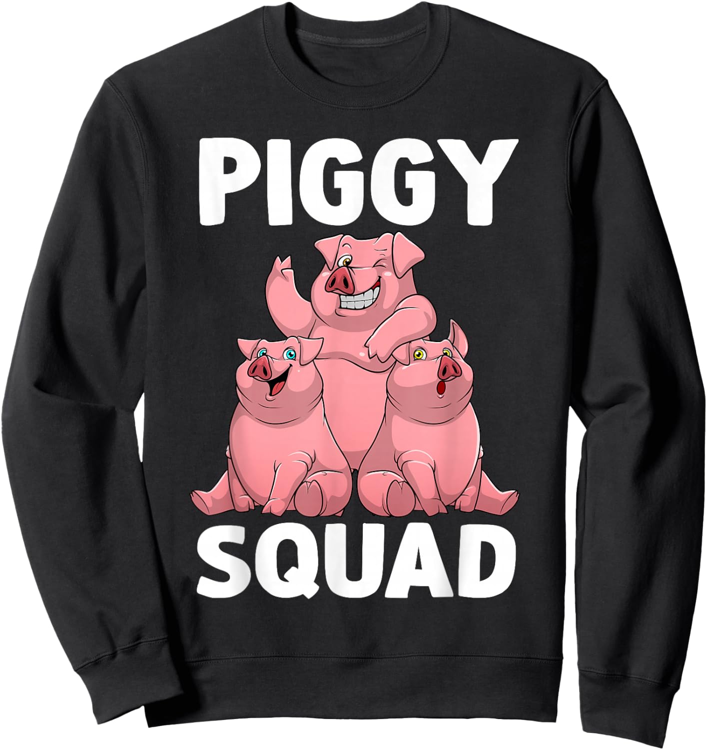 Funny Pig Lover Art Women Kids Piggy Squad Swine Pig Sweatshirt - Sweatshirt | Black
