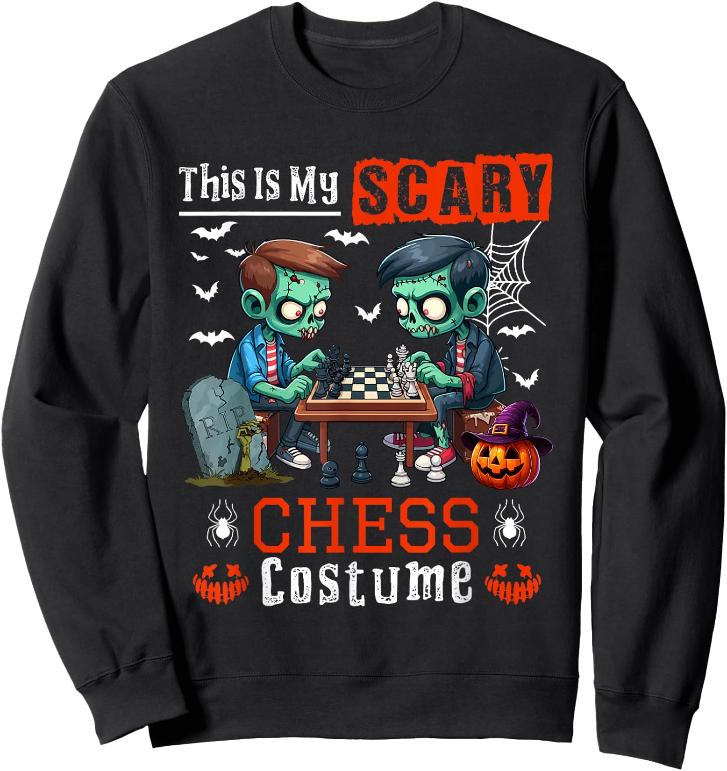 My Scary Chess Costume Horror Halloween Player Kids Sweatshirt - Sweatshirt | Black