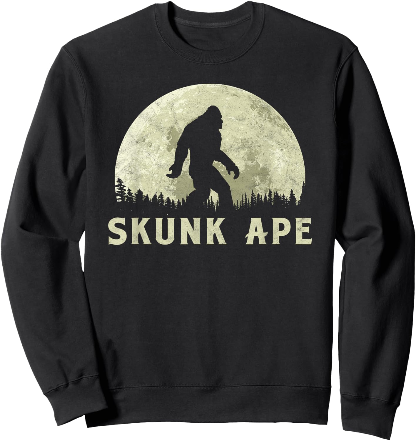 Skunk Ape! Bigfoot Moon Silhouette Retro - Believe! Sweatshirt - Sweatshirt | Black