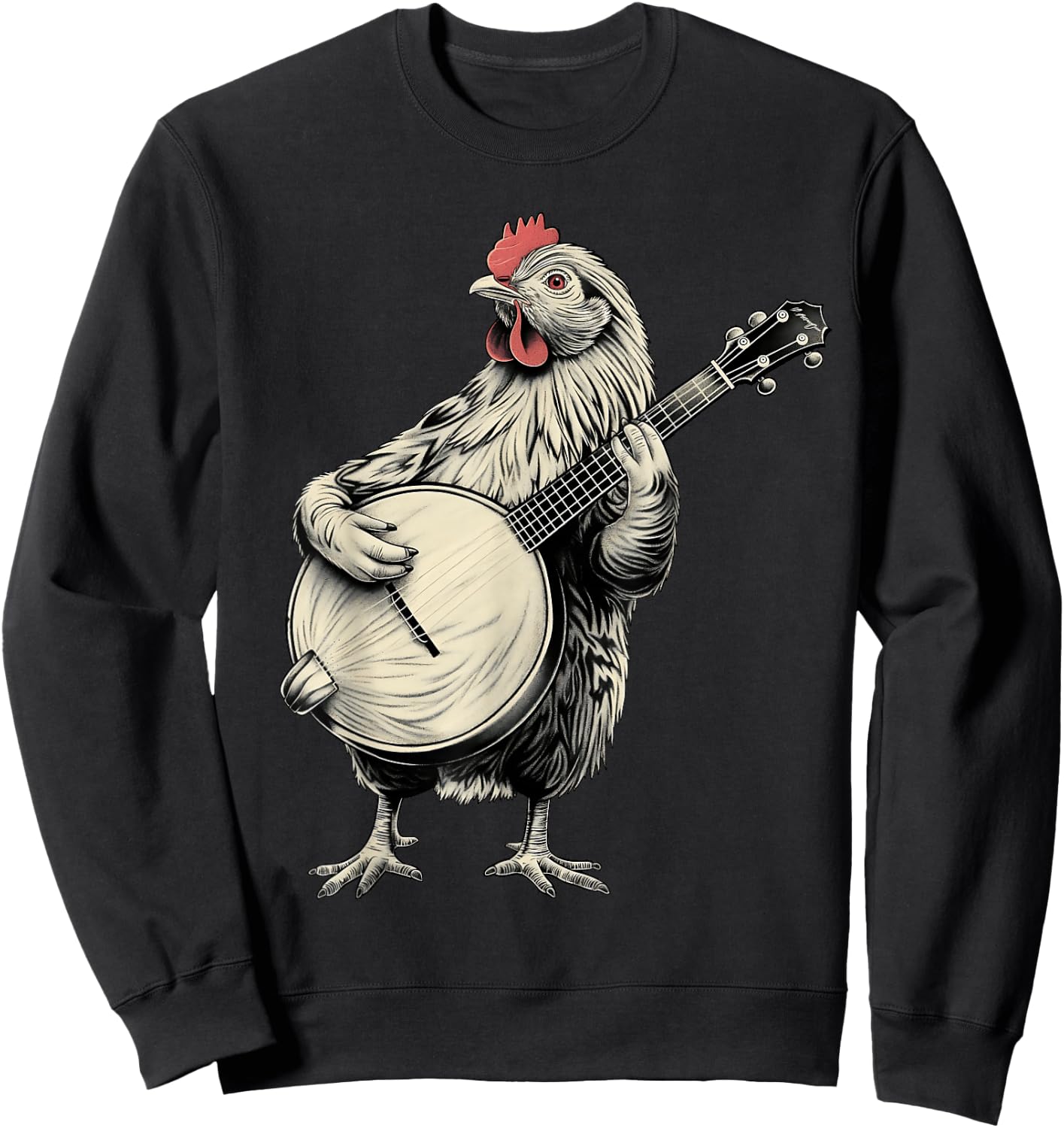 Chicken Farming Farmer Bluegrass Banjo Player Sweatshirt - Sweatshirt | Black