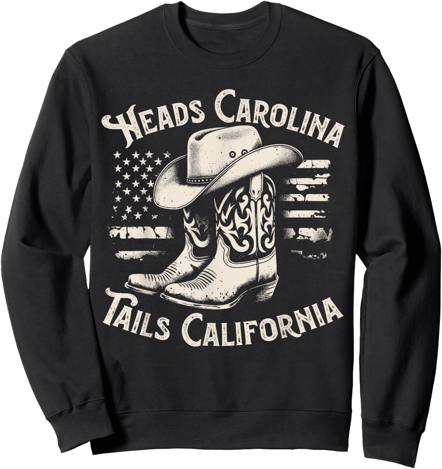 Heads Carolina Tail California Retro Vintage Country Sweatshirt - Sweatshirt | Black