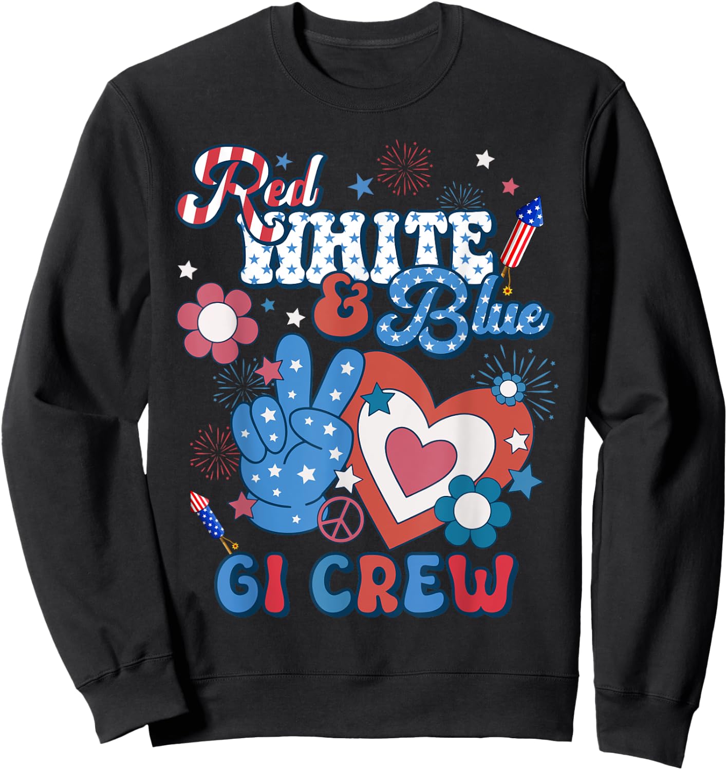 Red White & Blue GI Crew Endoscopy RN Nurse 4th Of July Women Men Sweatshirt - Sweatshirt | Black