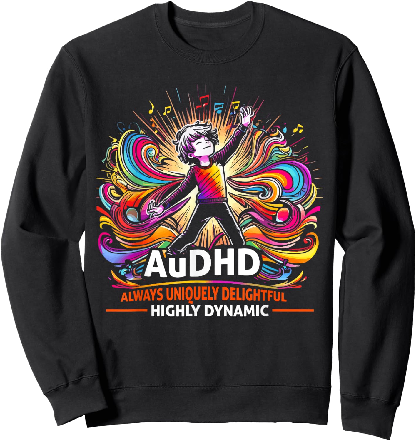 AuDHD Autism ADHD Autistic Spectrum Neurodiversity Sweatshirt - Sweatshirt | Black