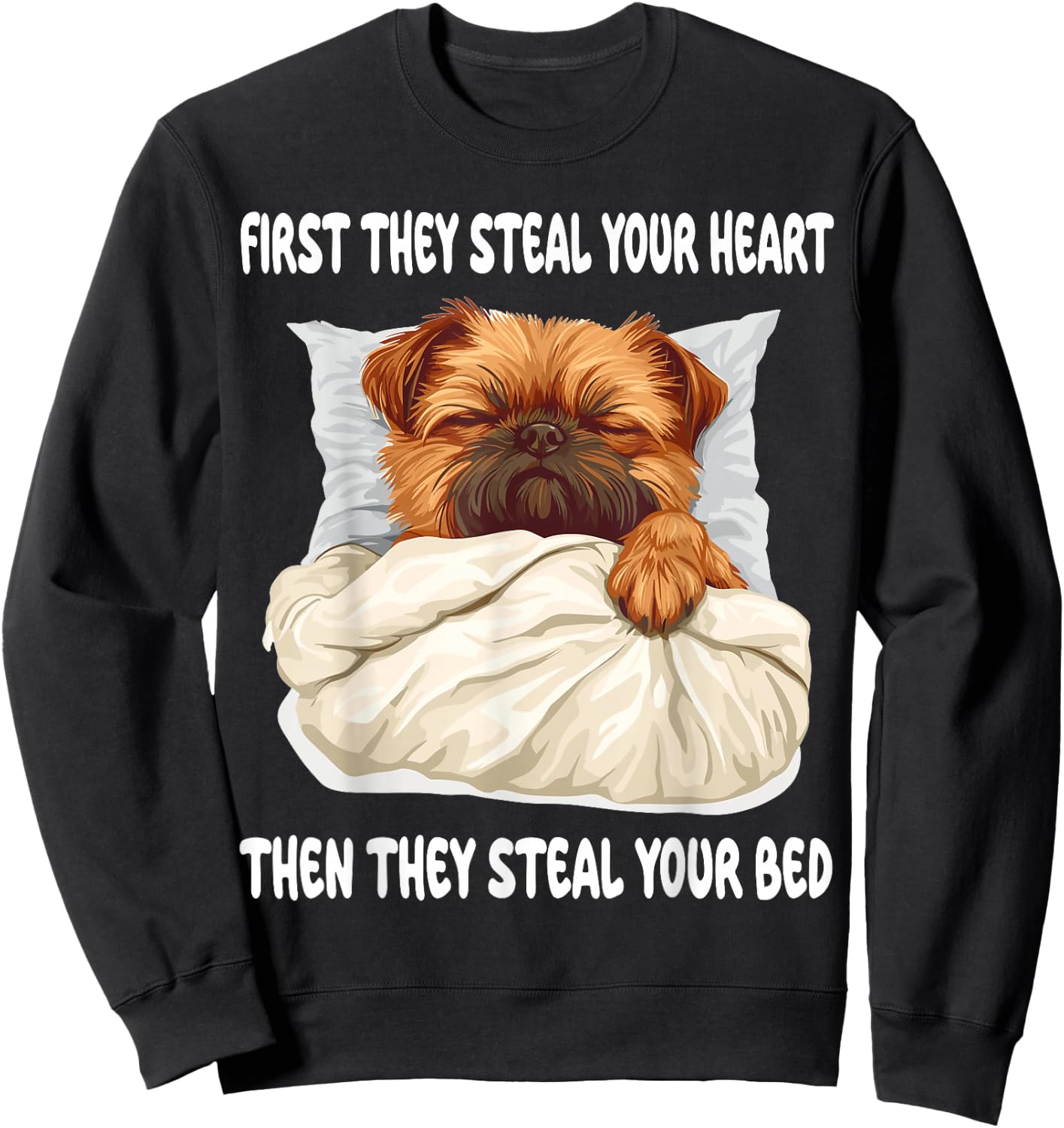 Brussels Griffon Sleeping Pajamas Nightgown Sweatshirt - Sweatshirt | Black