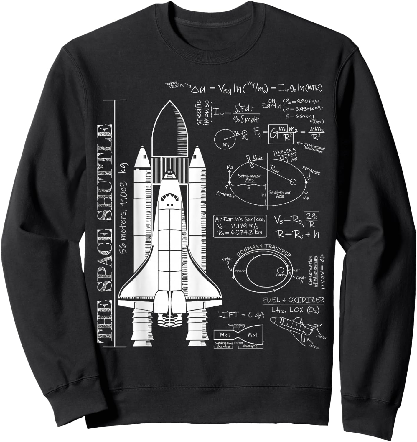 Space Shuttle STS Rocket Science Equations Sweatshirt - Sweatshirt | Black