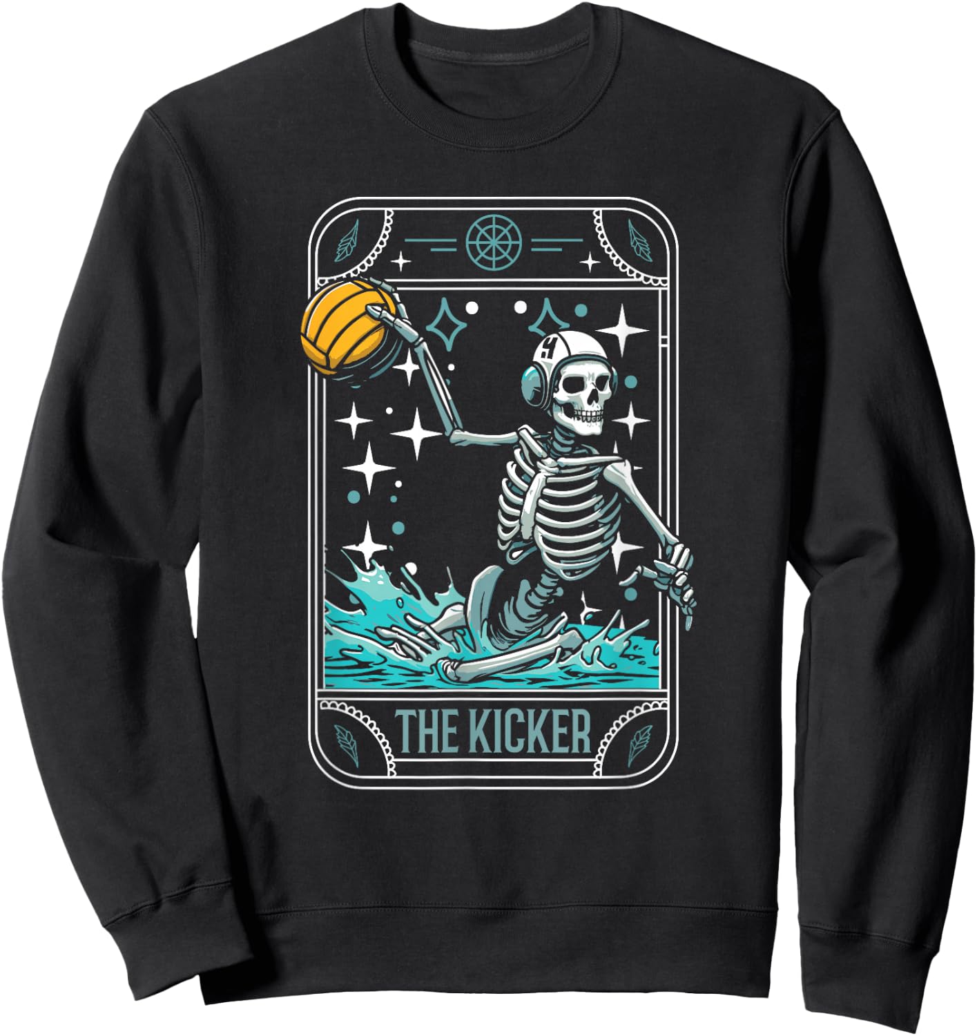 Water Polo - Player Waterpolo Sport Skeleton Tarot Card Sweatshirt - Sweatshirt | Black