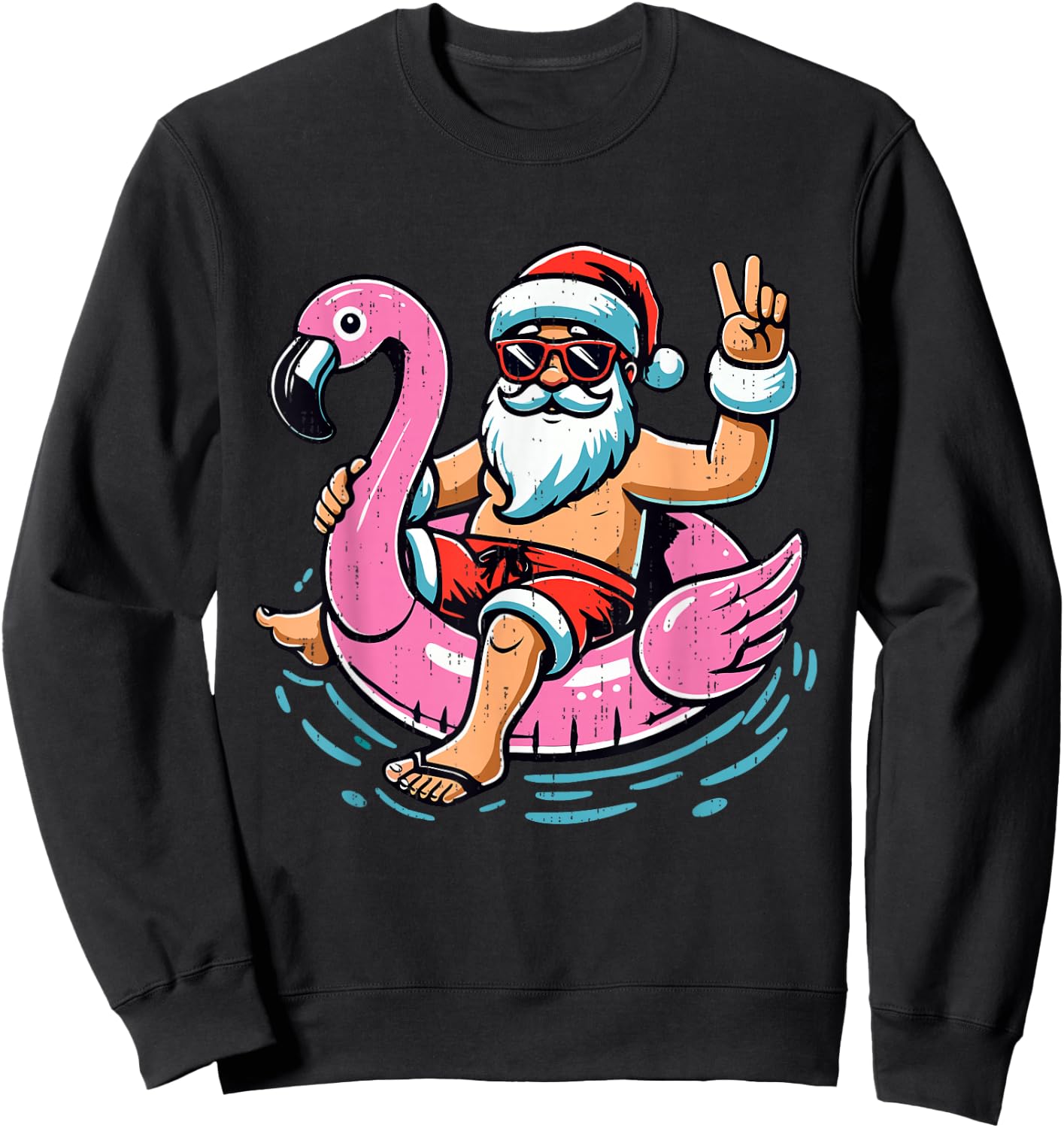 Christmas in July Shirt Boys Kids Santa Flamingo Summer Xmas Sweatshirt - Sweatshirt | Black