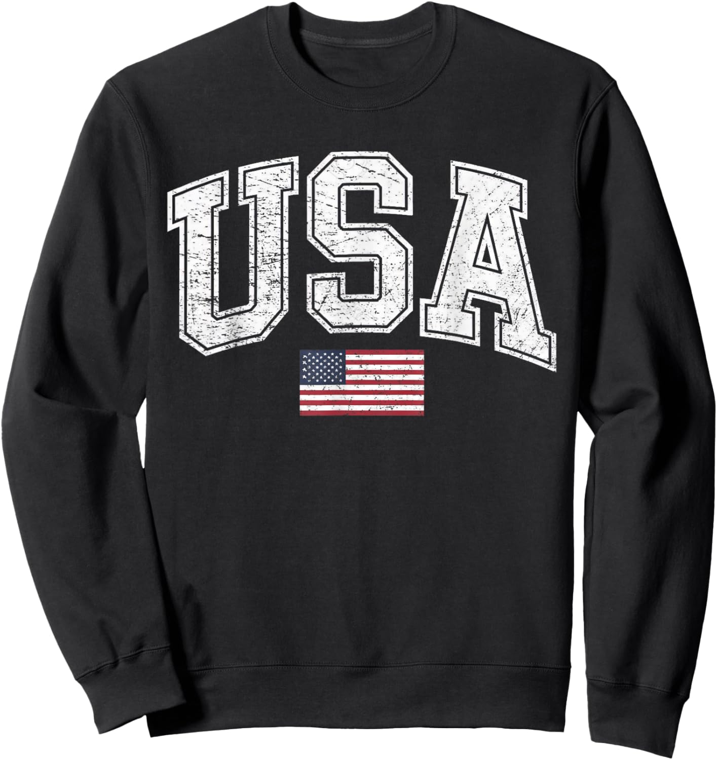 Vintage USA American Flag Women Men Kids Patriotic US Flag Sweatshirt - Sweatshirt | Black