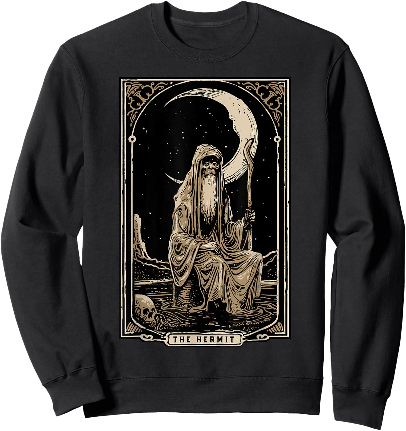 Hermit Tarot Card Shirt Gothic Tarot Fortune Teller Occult Sweatshirt - Sweatshirt | Black