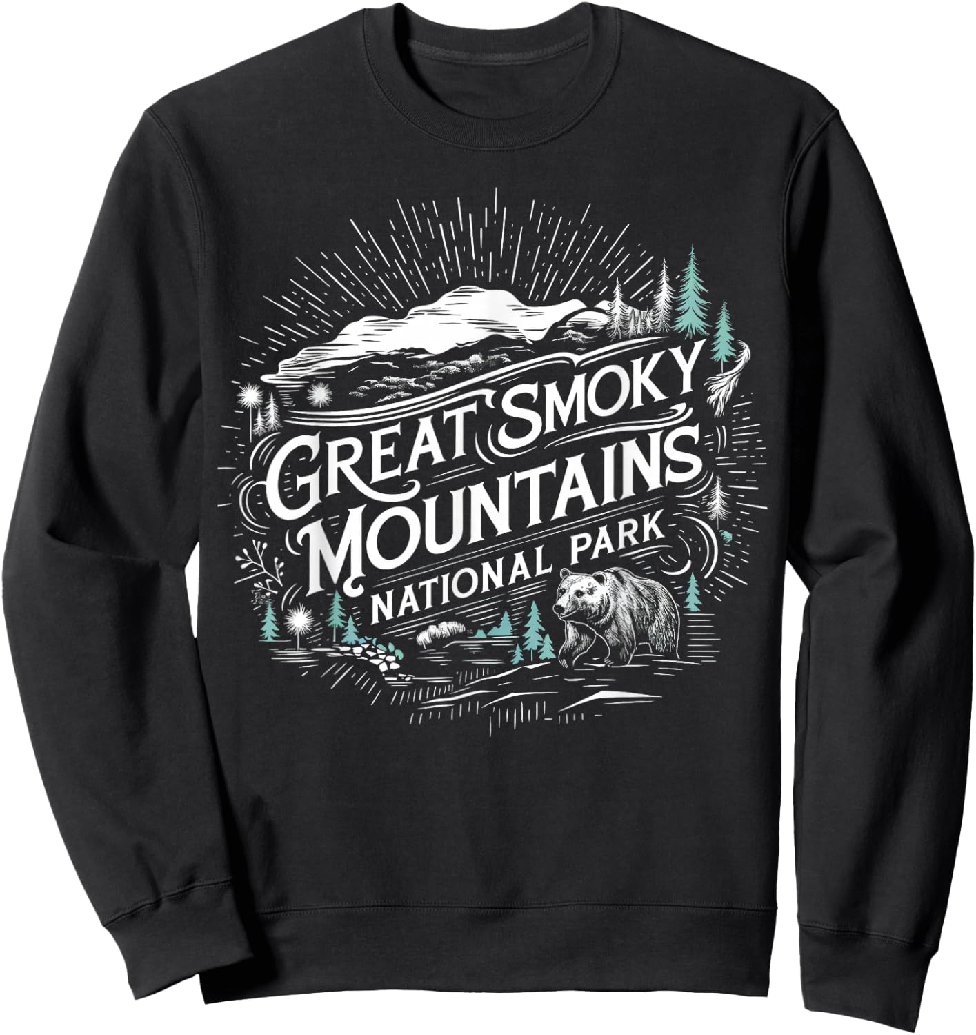 Retro Great Smoky Mountains National Park Hiking Sweatshirt - Sweatshirt | Black