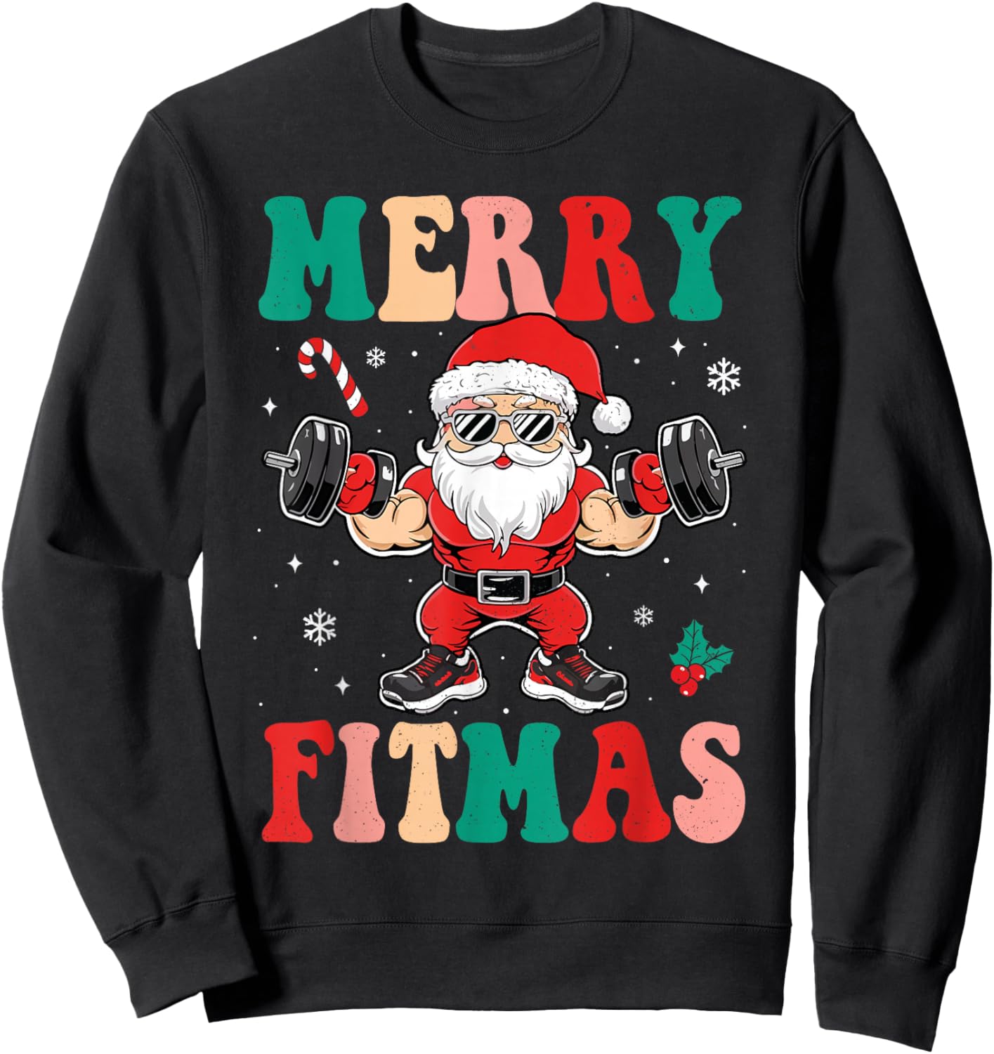 Christmas Santa Xmas Fitness Merry Fitmas Men Women Sweatshirt - Sweatshirt | Black