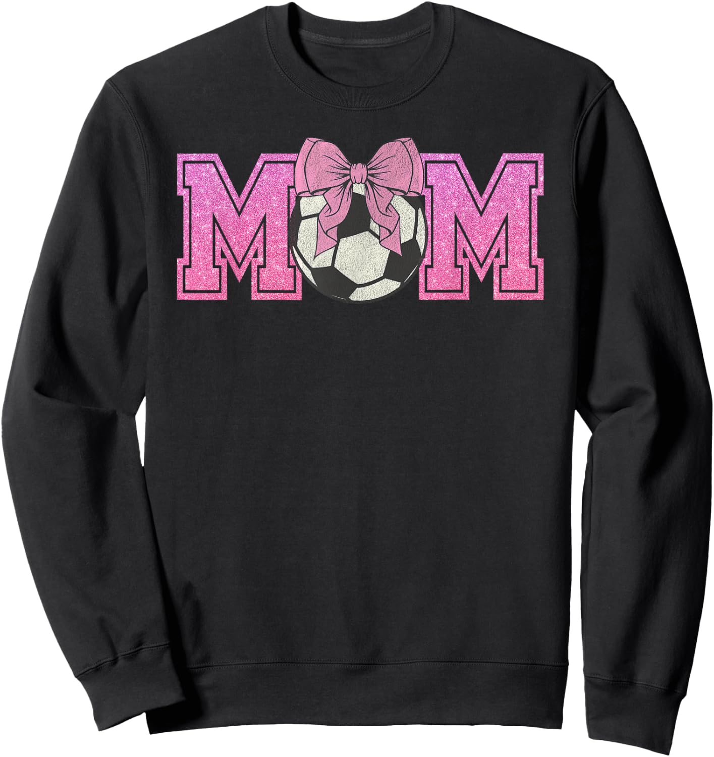 Soccer Mom Coquette Pink Bow Mothers Day Football Mama Sweatshirt - Sweatshirt | Black