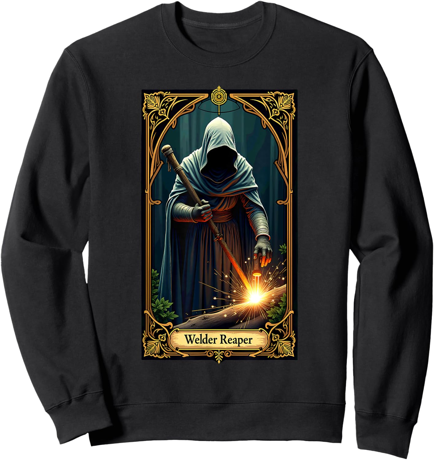 Halloween Tarot Card Skeleton Welding Welder Reaper Sweatshirt - Sweatshirt | Black